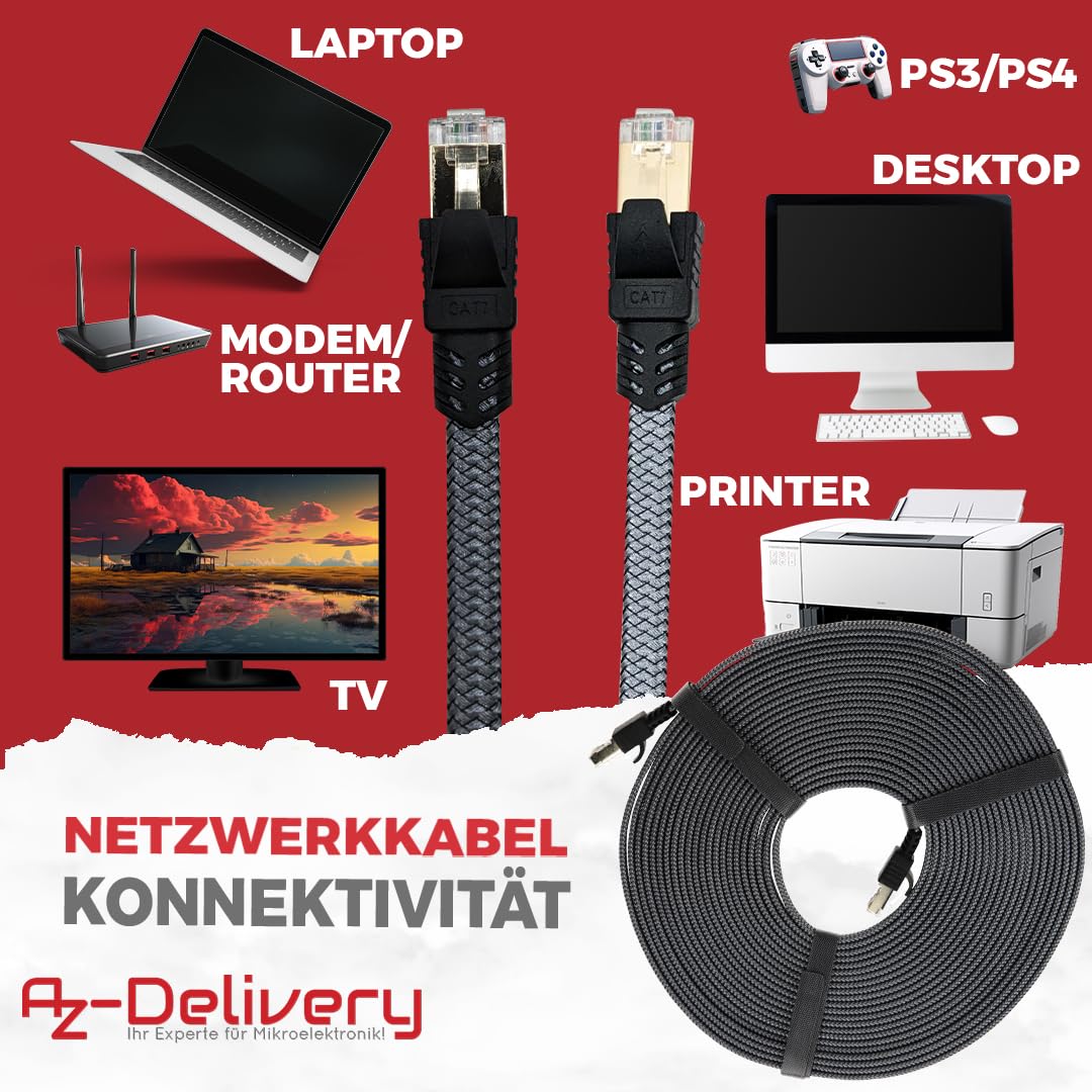 10m CAT7 Netzwerkkabel - Grau/Silber, Gigabit Ethernet LAN Kabel - 10000 Mbit/s - Highspeed Patchkabel Cat.7 Rohkabel S/FTP PIMF Schirmung - Image 2