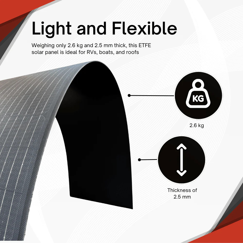 130W ETFE Flexibles Solarpanel – Monokristallines Solarmodul, Leicht & Robust, PV-Modul mit MC4-Stecker, Ideal für Wohnmobil, Boot, Dach, Balkon, Camping & Netzunabhängige Anwendungen - Image 3