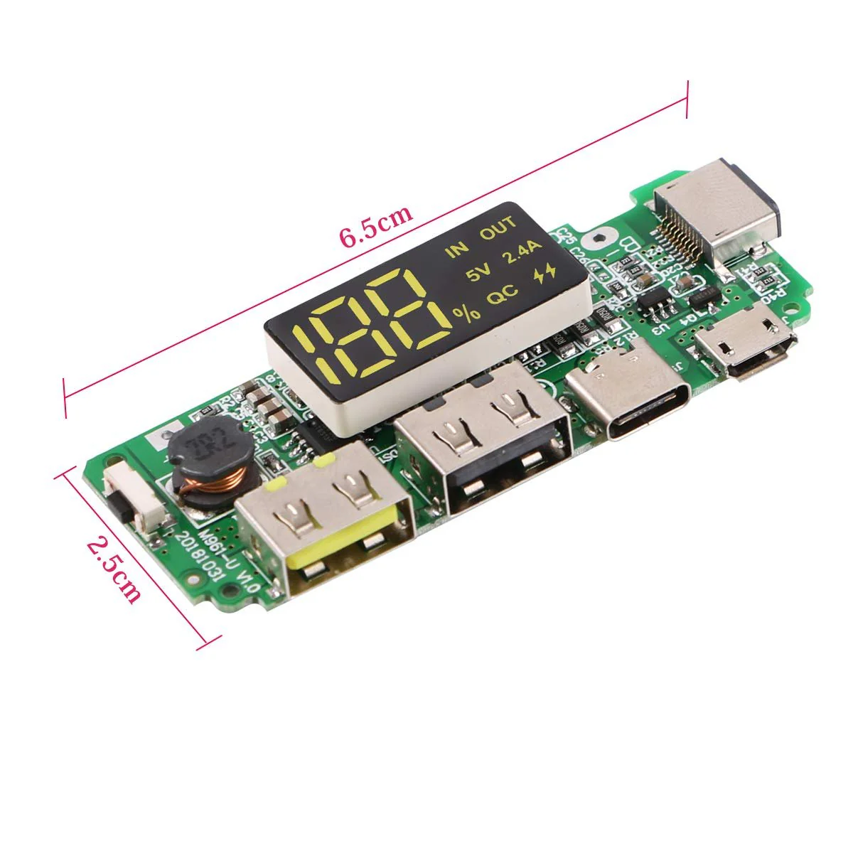4pcs 18650-Board Dual USB 5V 2.4A Mobilmodul 18650-Lithium-Batterie-Ladegerät-Board mit Überladungs- und Kurzschlussschutz DIY USB-Board - Image 6
