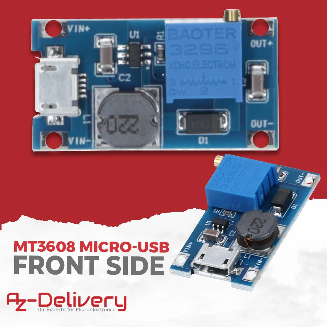 2A DC-DC Boost Step-Up Wandler, MicroUSB – Universeller Spannungsregler, 2V-24V zu 5V-28V, für MT3608 - Image 7
