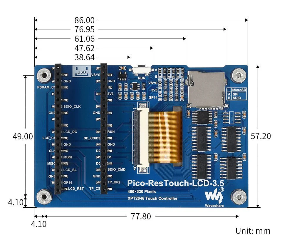 3,5 " TFT Touch Shield für Raspberry Pi Pico - Image 7