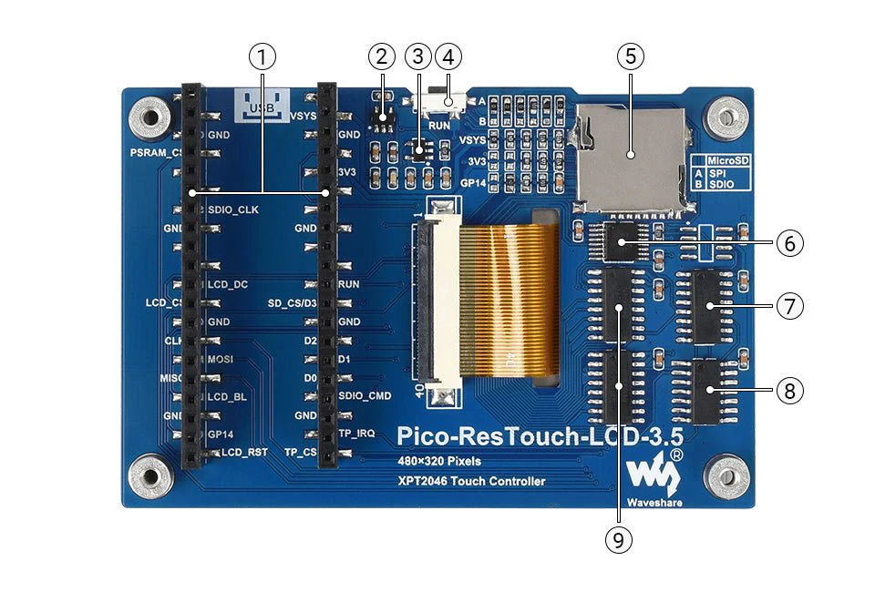 3,5 " TFT Touch Shield für Raspberry Pi Pico - Image 8