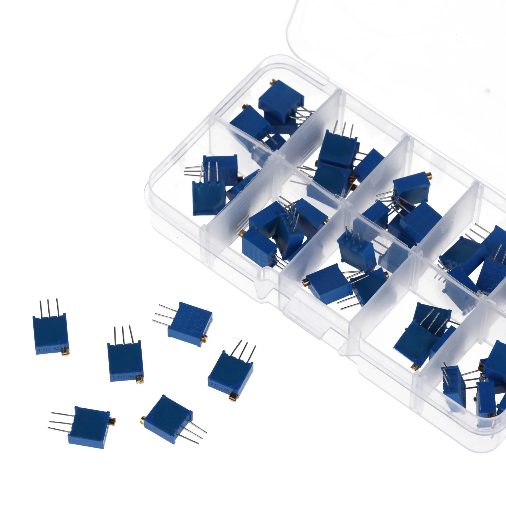 3296W Trimmer Potentiometer Set – 10 Werte, 60 Stück (500Ω bis 1MΩ) – Hochpräzise Lineare Potentiometer für Elektronikprojekte – Enthält 1K, 10K, 100K Ohm und mehr - Image 2