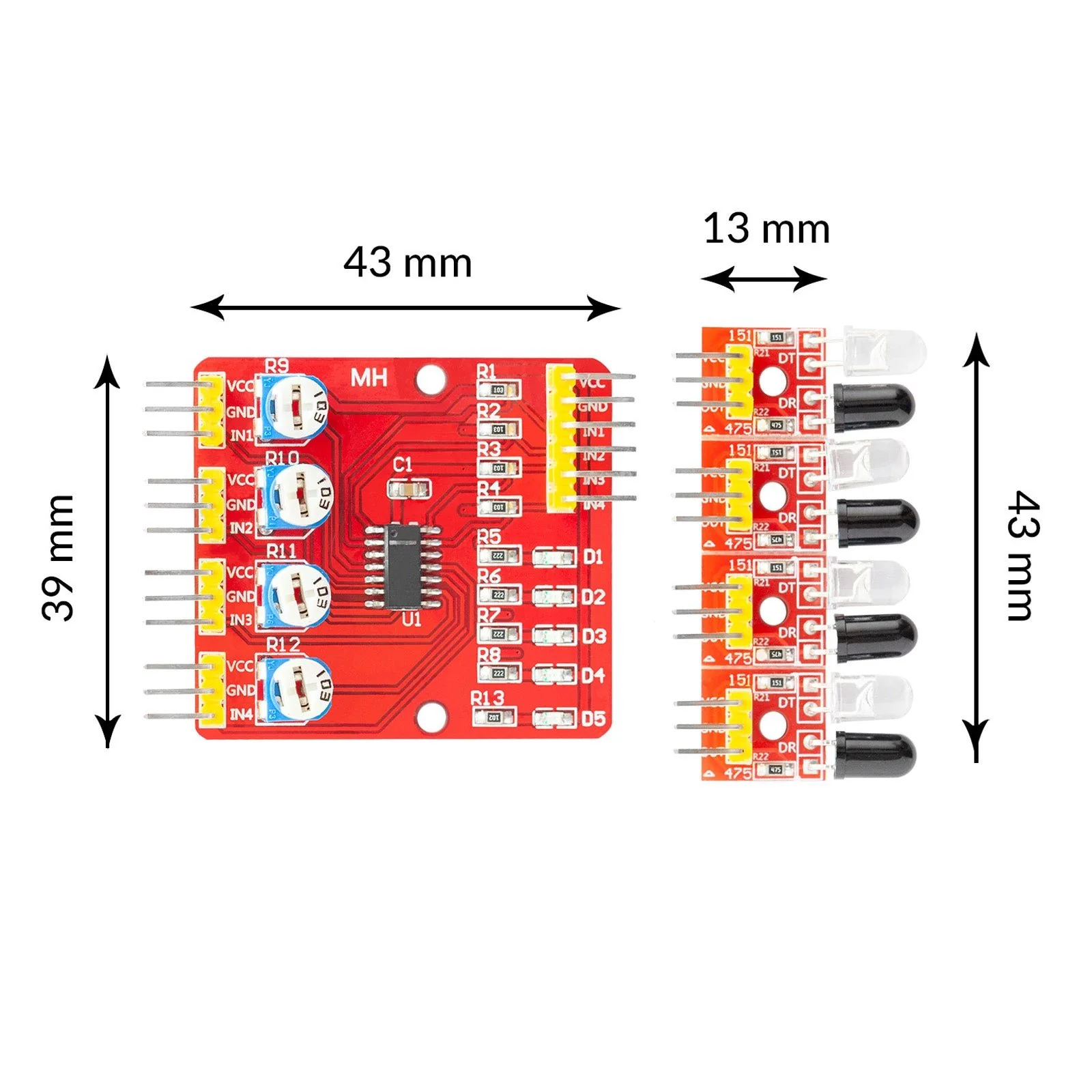 4-Kanal Infrarot Hindernis Sensor mit digitalem Ausgang und einstellbarer Sensitivität u.a. für Robot Cars - Image 2
