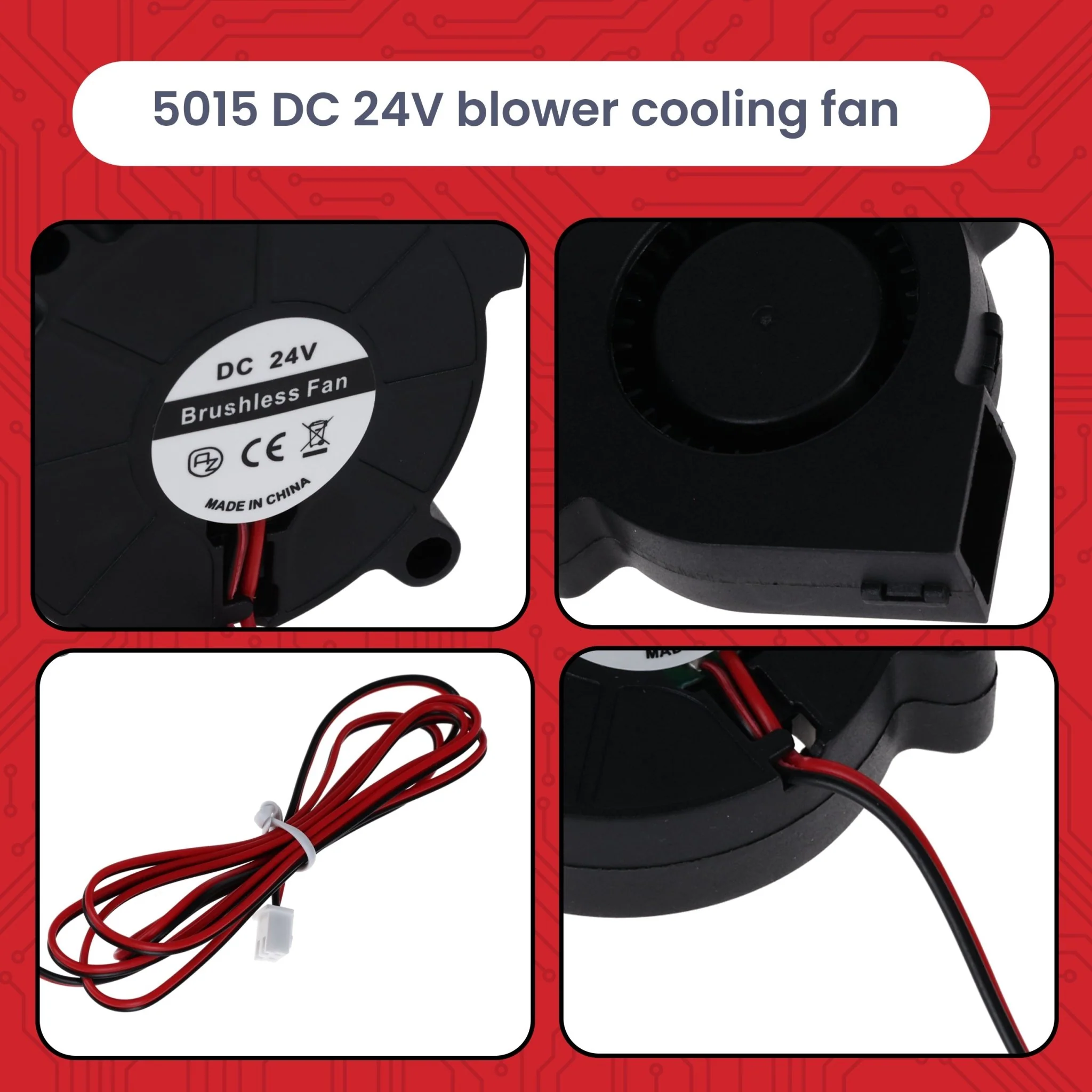 5015 DC 24V Lüfter Radiallüfter – 50 x 50 x 15 mm Brushless Mini-Gebläse für Elektronik-Kühlung, 3D-Drucker, Haushaltsgeräte – Leise & Effizient, 2-Pin Anschluss – inkl. E-Book - Image 3
