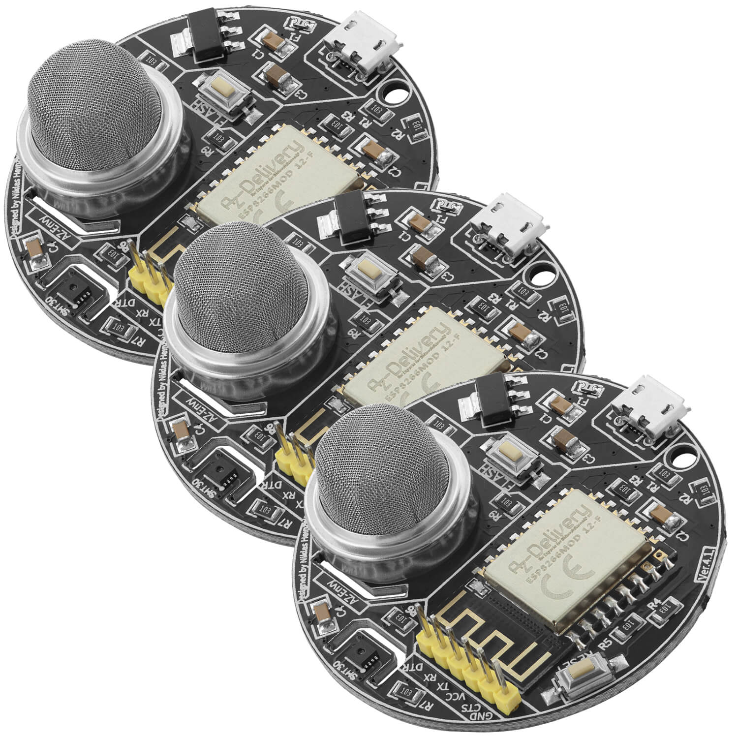 AZ-Envy Wlan ESP8266-12F Umwelt Entwicklungsboard mit Feuchtigkeits- und Luftqualitätssensor (MQ-2 und SHT30) kompatibel mit Arduino - Image 4