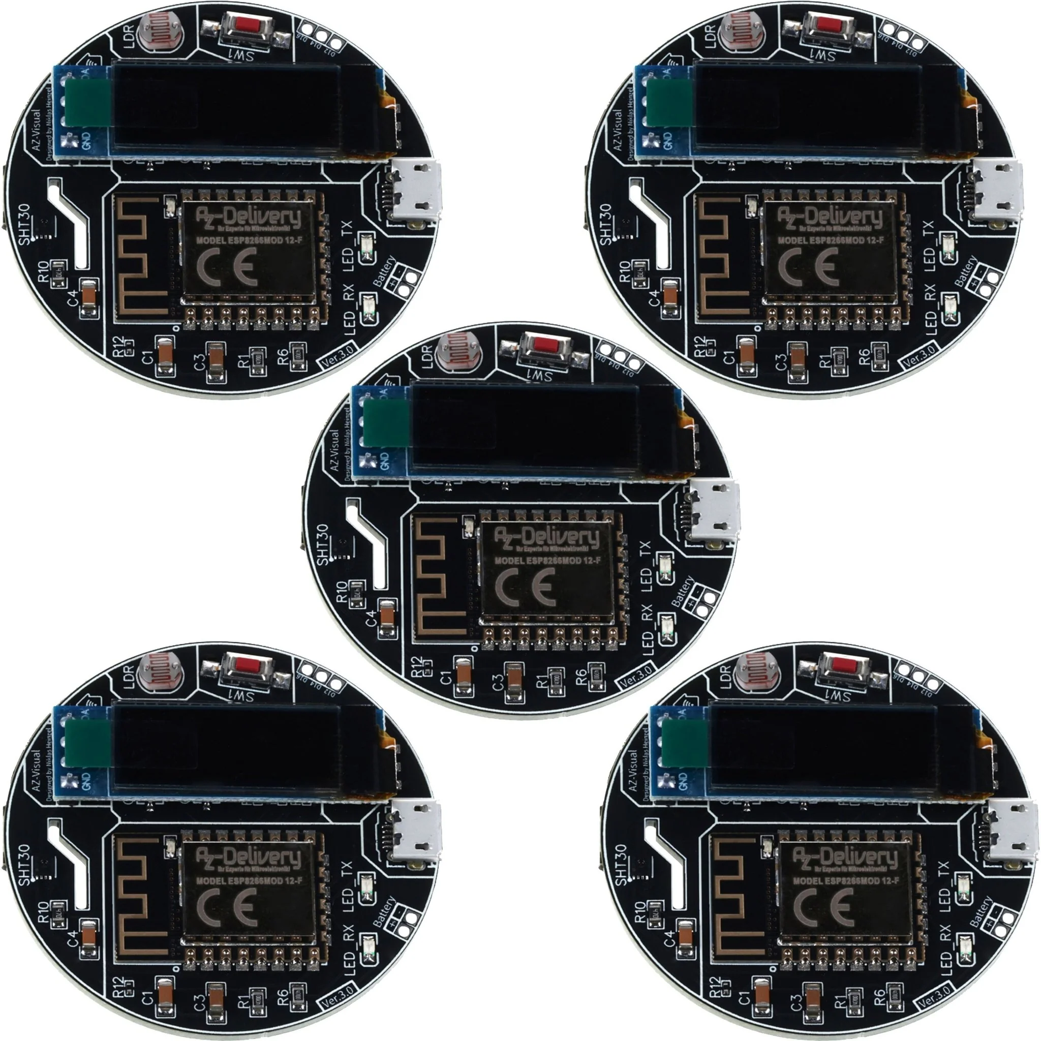 AZ-Visual – ESP8266-12F Entwicklungsboard mit Temperatur-, Luftfeuchtigkeits- und Umgebungslichtsensor (SHT30 und LDR) + OLED-Display 0.91“ - Image 3