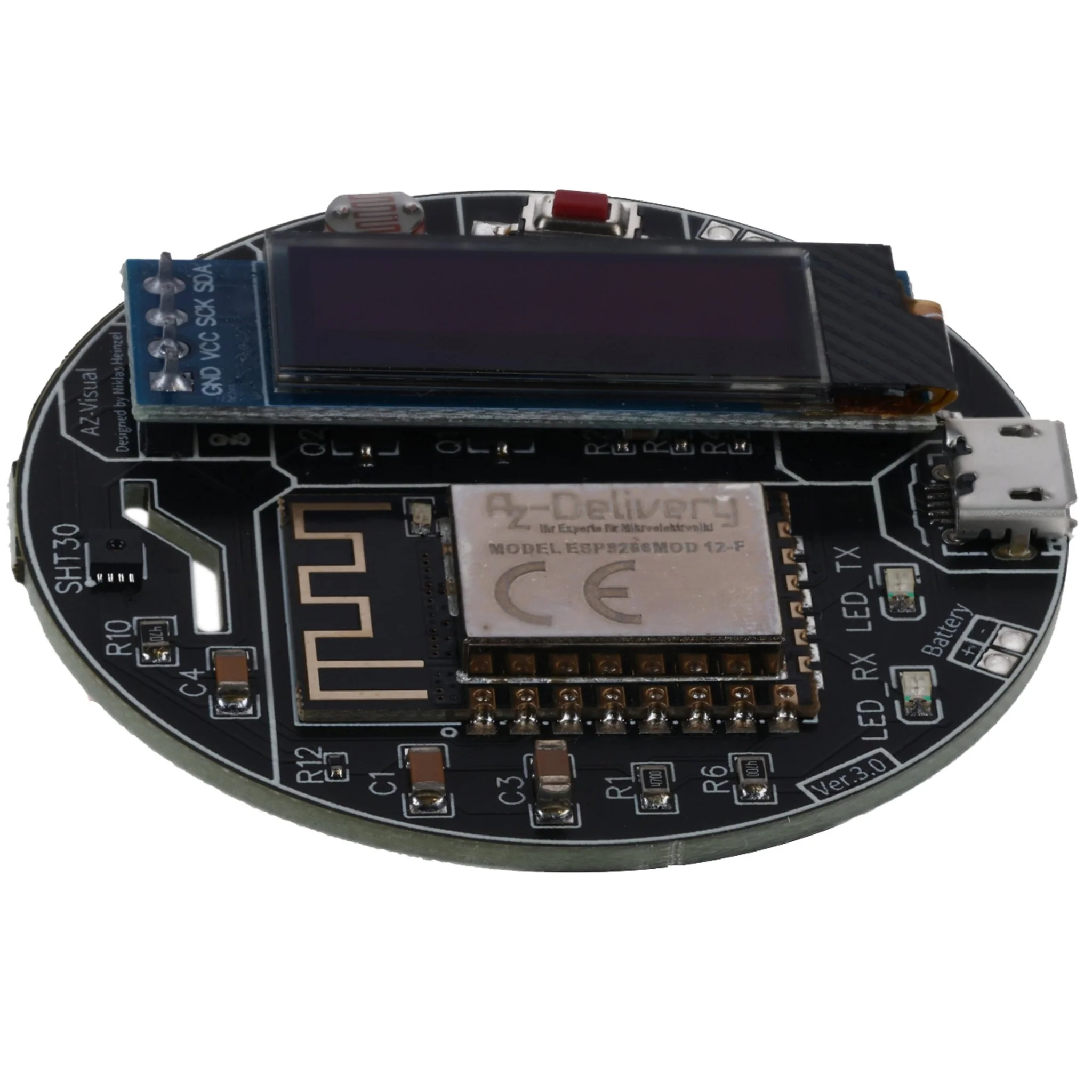 AZ-Visual – ESP8266-12F Entwicklungsboard mit Temperatur-, Luftfeuchtigkeits- und Umgebungslichtsensor (SHT30 und LDR) + OLED-Display 0.91“ - Image 4