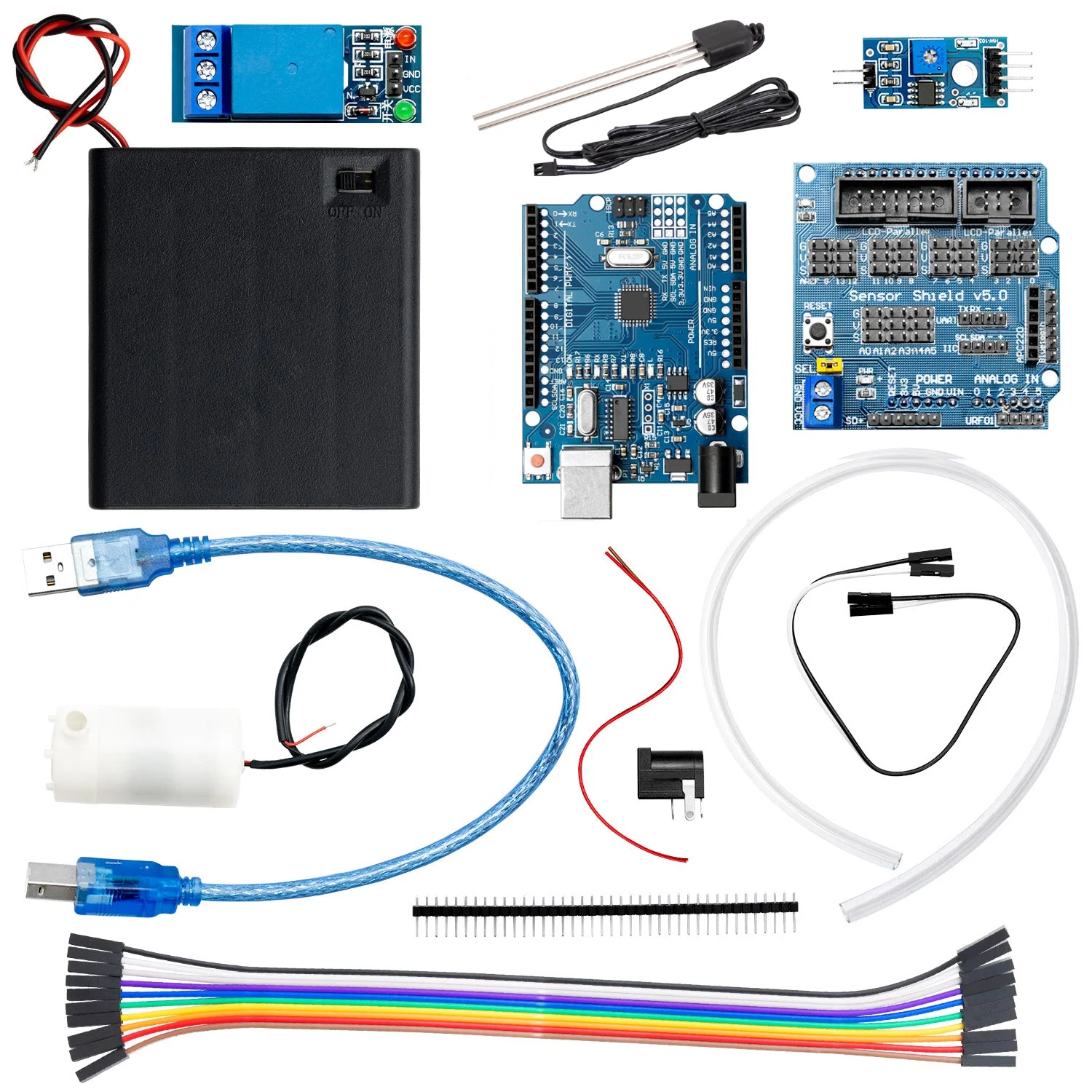 Pflanzen-Bewässerung-Set V2 mit Nachfolgermodel des Bodenfeuchteerkennungs Sensors - Automatisches Bewässerungsmodul DIY-Kit automatische Wasserpumpe