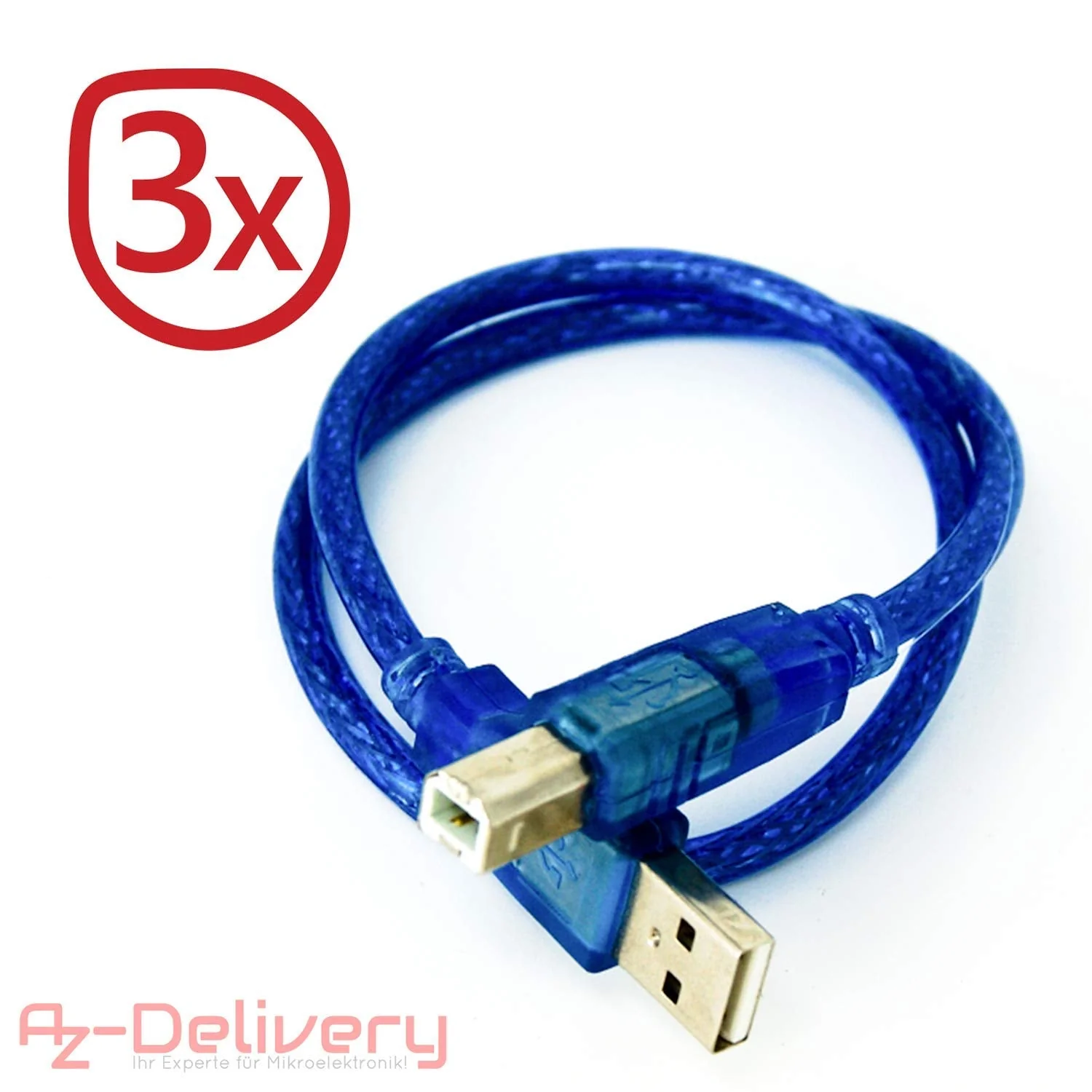 Blaues USB-B auf USB-A Kabel kompatibel mit UNO R3 und Mega 2560 und jeglichen Arduino Entwicklungs-Boards und Mikrocontrollern - Image 2