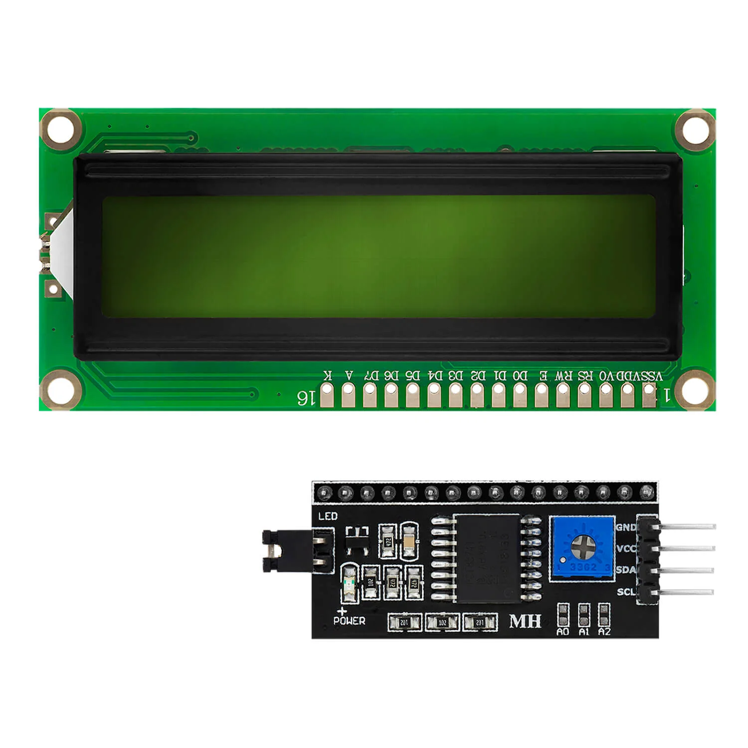 HD44780 1602 LCD Modul Display Bundle mit I2C Schnittstelle 2x16 Zeichen (mit grünem Hintergrund) kompatibel mit Arduino und Raspberry Pi - Image 3