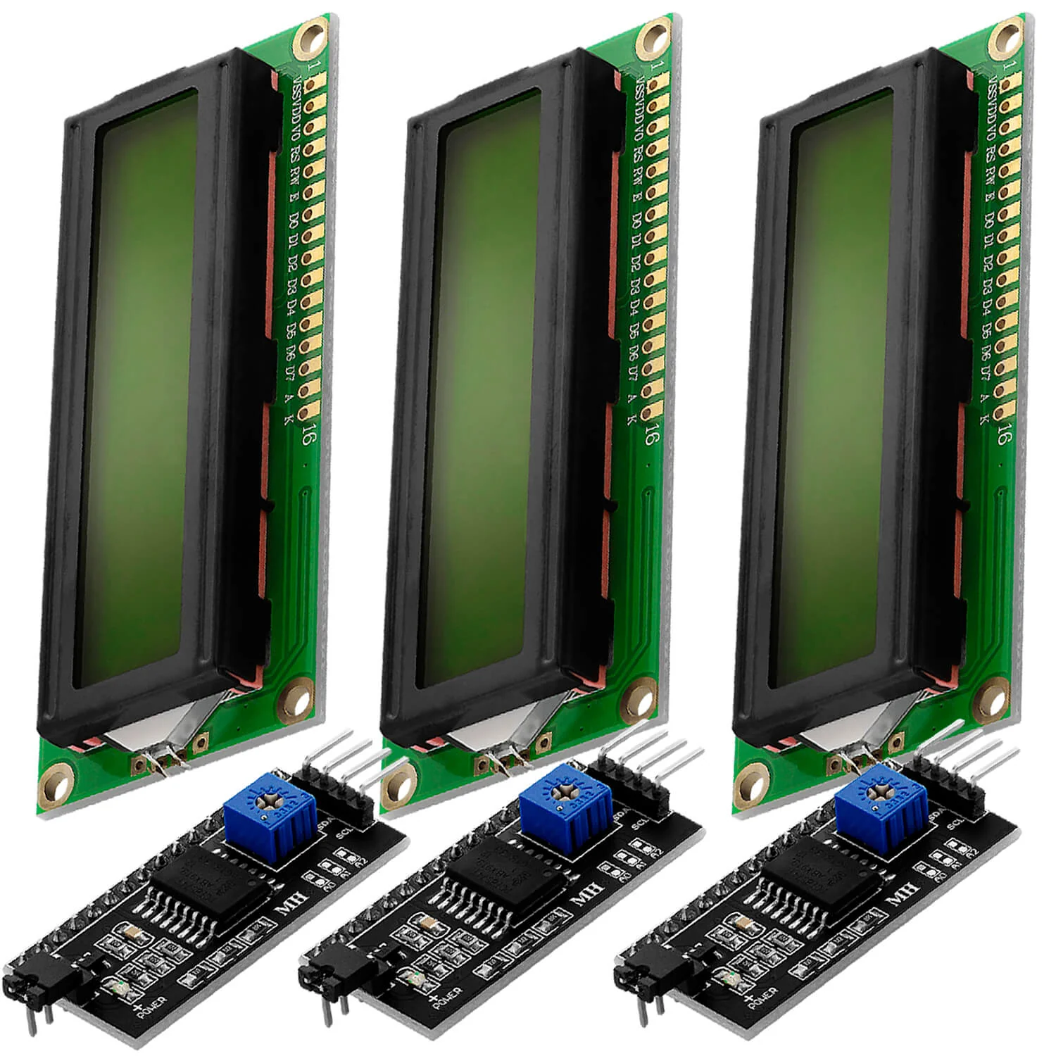 HD44780 1602 LCD Modul Display Bundle mit I2C Schnittstelle 2x16 Zeichen (mit grünem Hintergrund) kompatibel mit Arduino und Raspberry Pi - Image 5