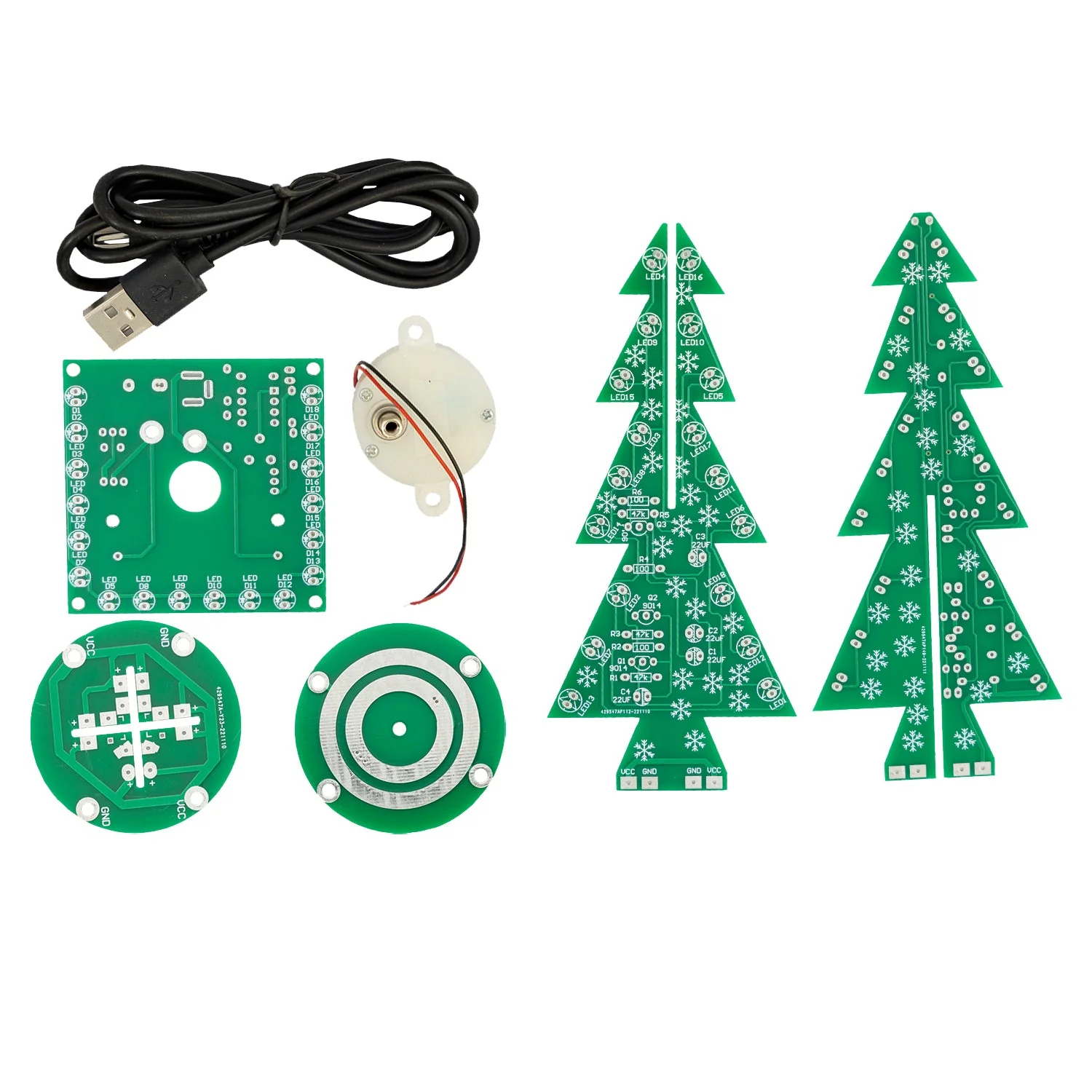 DIY LED Weihnachtsbaum Kit: Weihnachtsbaum Elektronik Bausatz zum Löten - Lötbausatz für einen drehenden Weihnachtsbaum mit LEDs und USB-Anschluss - Image 4