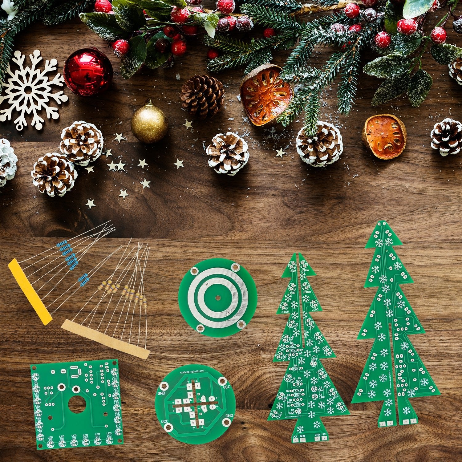 DIY LED Weihnachtsbaum Kit: Weihnachtsbaum Elektronik Bausatz zum Löten - Lötbausatz für einen drehenden Weihnachtsbaum mit LEDs und USB-Anschluss - Image 8