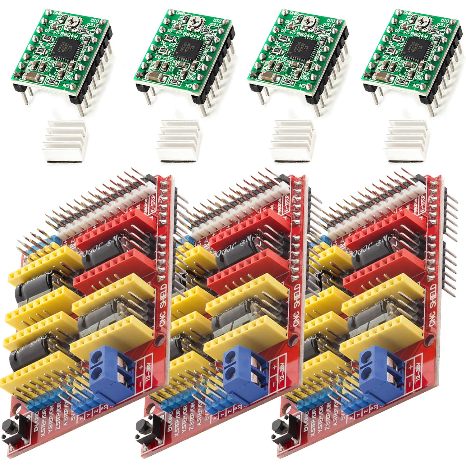 CNC Shield V3 Bundle mit 4 Stück A4988 Schrittmotor Treiber Stepper mit Kühlkörper für 3D Drucker kompatibel mit Arduino - Image 4