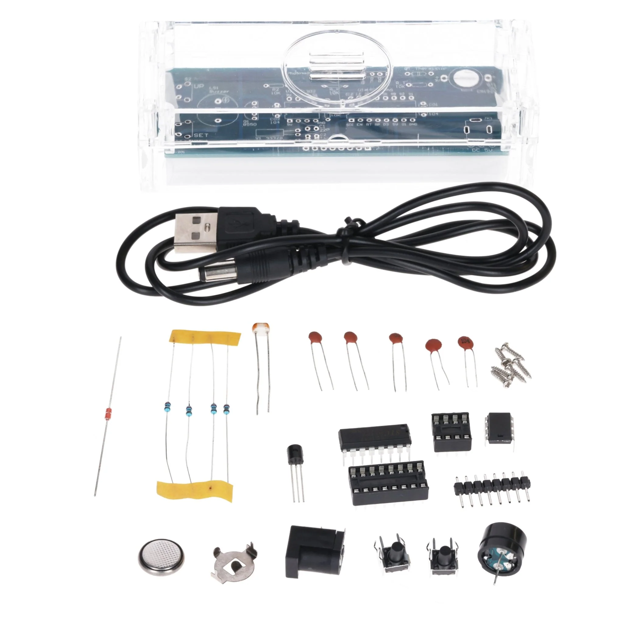 Digitaluhr Bausatz mit Acrylgehäuse – DIY Elektronik Uhr mit 4-stelligem LED-Display – Arduino-kompatibles Löten für Anfänger – Bausatz zum Erlernen der Elektronik und Löten - Image 2