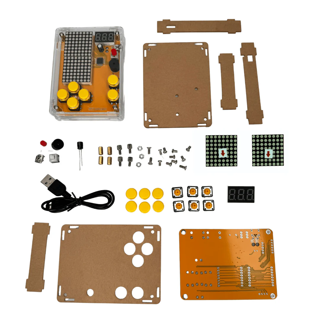 DIY Elektronik Bausatz - Spielekonsole mit transparenten Gehäuse, Retro Handheld Elektronik Kit für Anfänger & Fortgeschrittene, Lötset zum Löten Lernen & Basteln mit LED-Matrix und Punktanzeige - Image 3