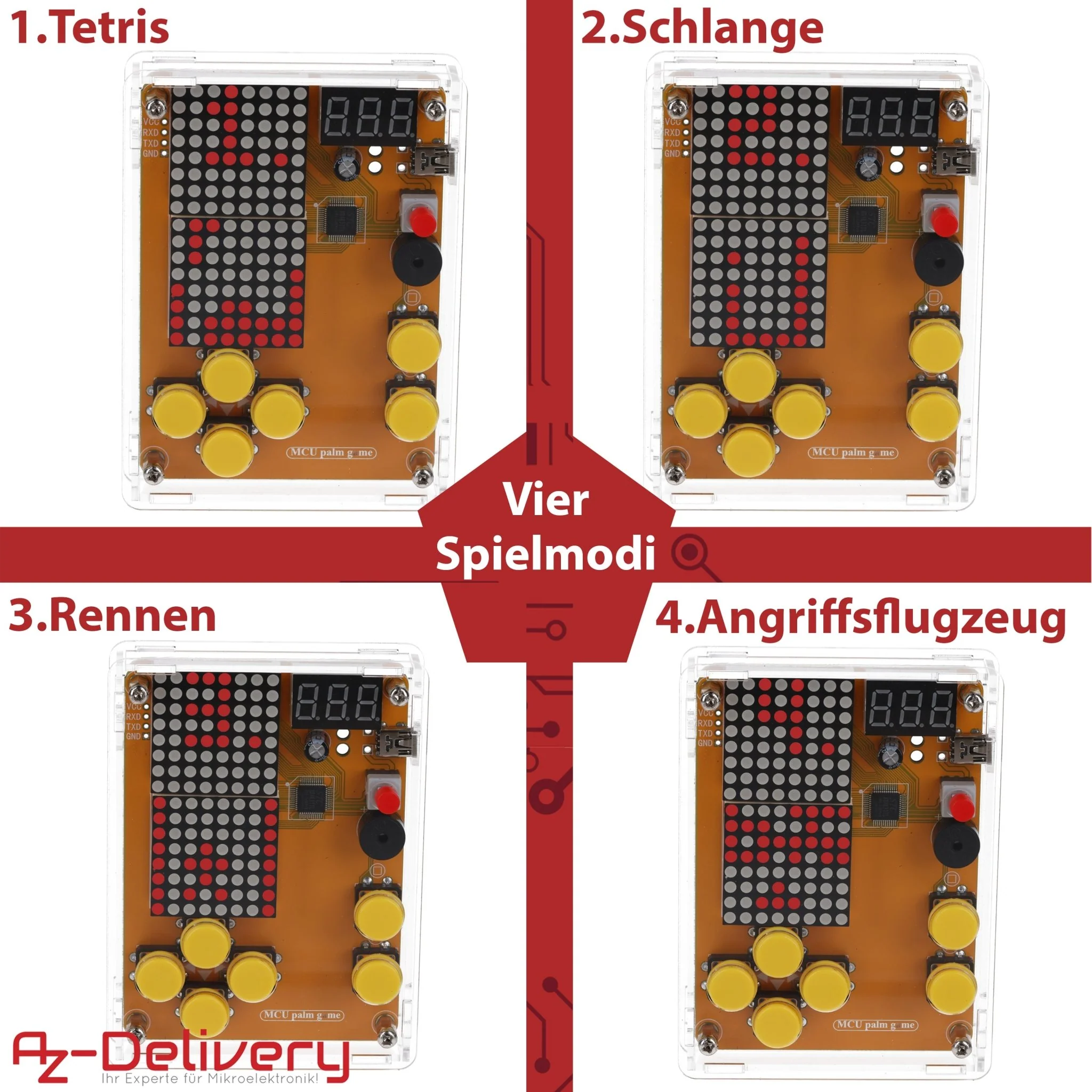DIY Elektronik Bausatz - Spielekonsole mit transparenten Gehäuse, Retro Handheld Elektronik Kit für Anfänger & Fortgeschrittene, Lötset zum Löten Lernen & Basteln mit LED-Matrix und Punktanzeige - Image 6