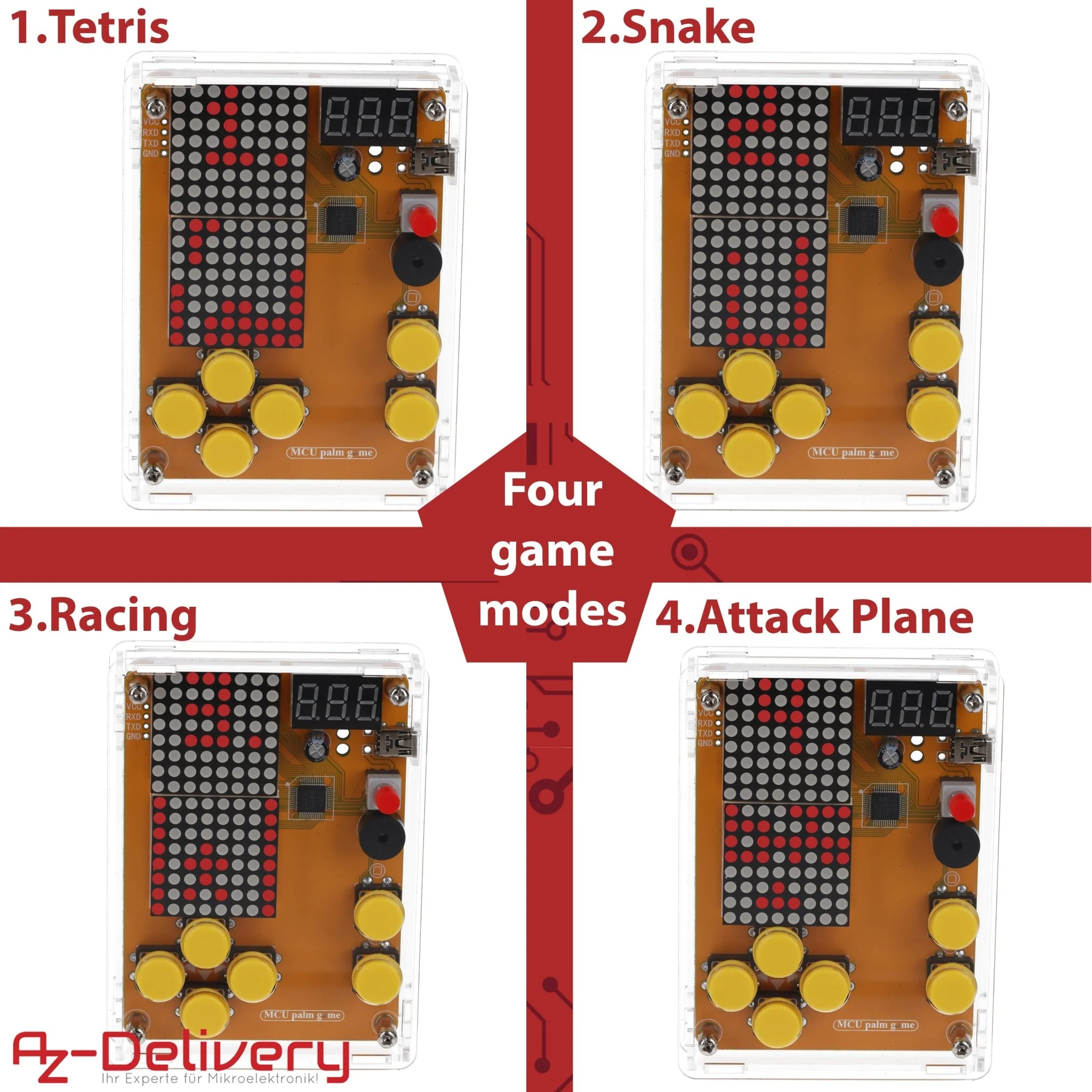 DIY Elektronik Bausatz - Spielekonsole mit transparenten Gehäuse, Retro Handheld Elektronik Kit für Anfänger & Fortgeschrittene, Lötset zum Löten Lernen & Basteln mit LED-Matrix und Punktanzeige - Image 7