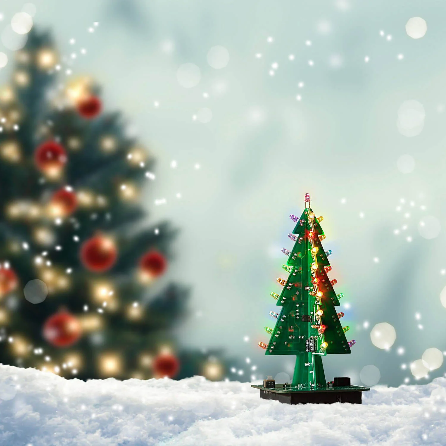 DIY LED Weihnachtsbaum Kit zum Löten mit bunt blinkenden Lichtern - Image 2