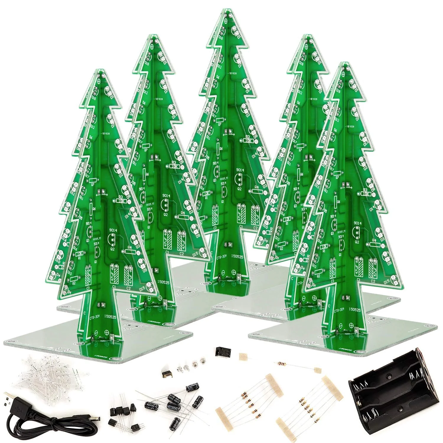 DIY LED Weihnachtsbaum Kit zum Löten mit bunt blinkenden Lichtern - Image 8