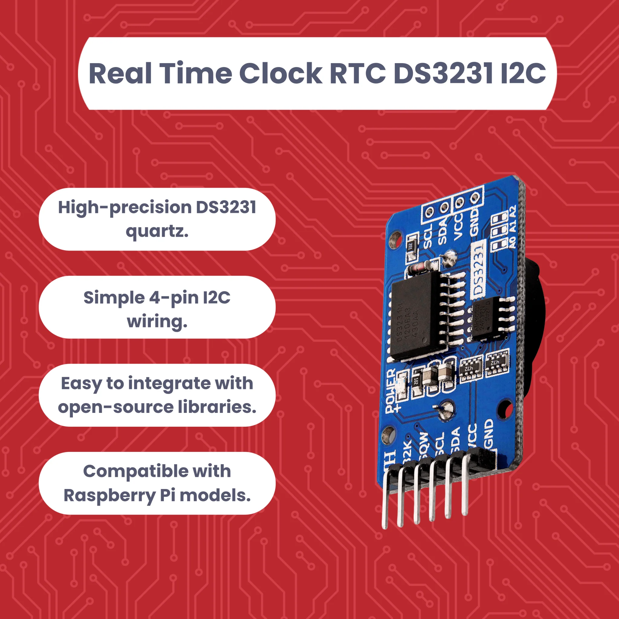Real Time Clock RTC DS3231 I2C Echtzeituhr kompatibel mit Arduino und Raspberry Pi - Image 4