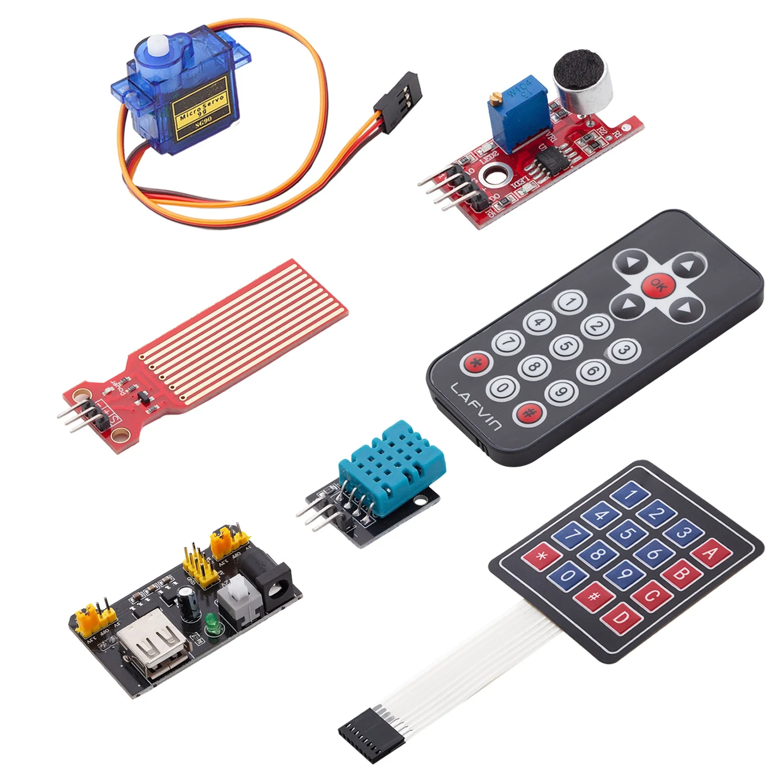 Elektronik Super Starter Kit Mikrocontroller Board, Stromversorgungsmodul, Servo-, Schritt- und Gleichstrommotoren Sensor Kit kompatibel mit Arduino - Image 7
