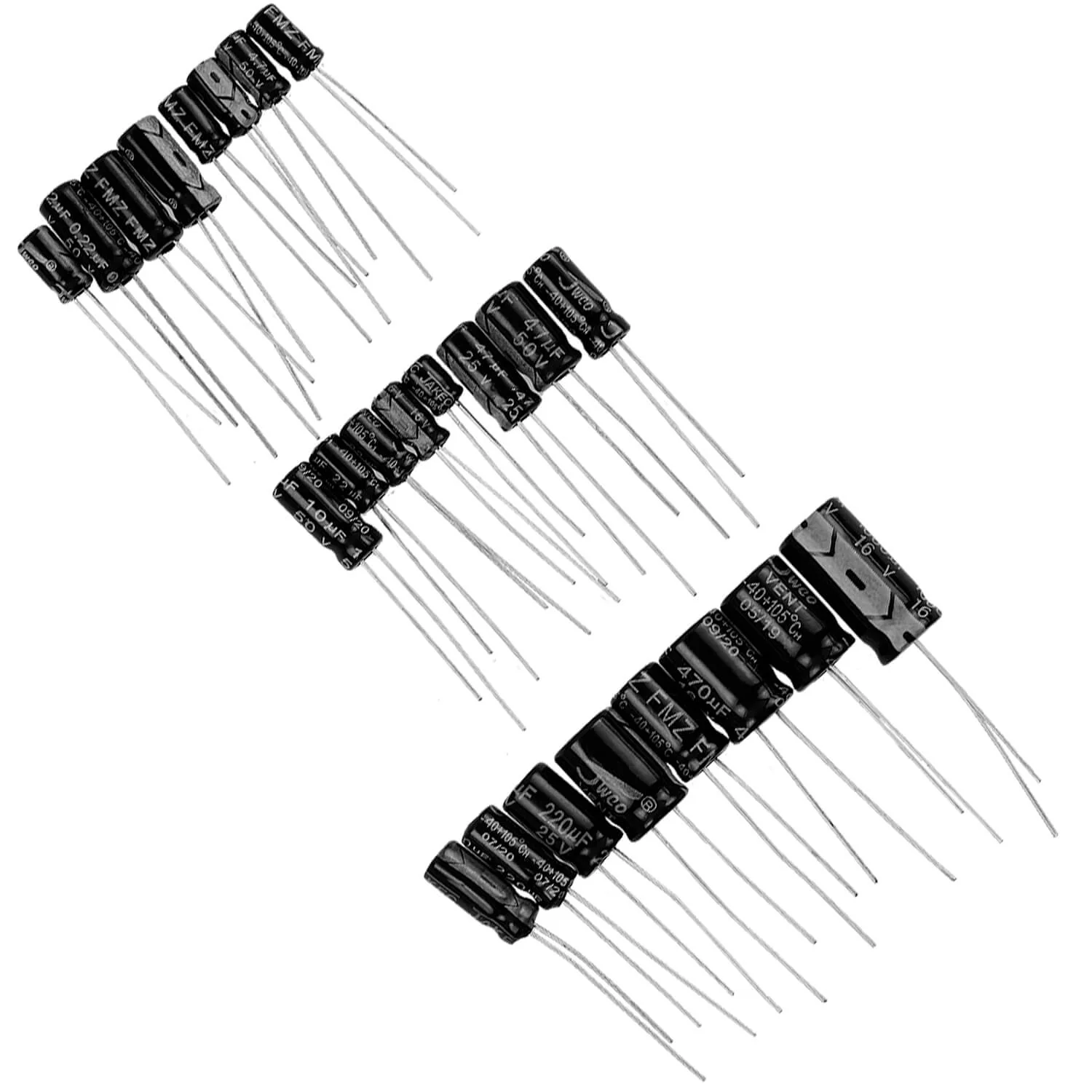 ElKo Sortiment Elektrolytkondensator Aluminium 24 Varianten, 500 Stück 0.1uF – 1000uF mit Aufbewahrungsbox kompatibel mit Arduino - Image 4