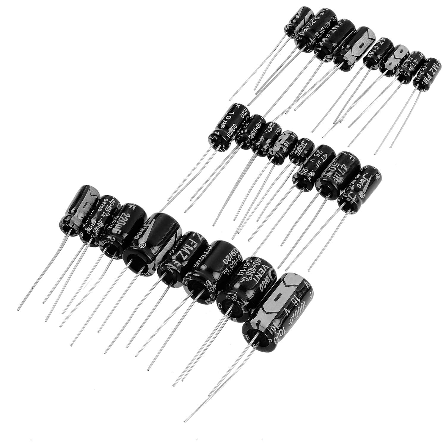ElKo Sortiment Elektrolytkondensator Aluminium 24 Varianten, 500 Stück 0.1uF – 1000uF mit Aufbewahrungsbox kompatibel mit Arduino - Image 5