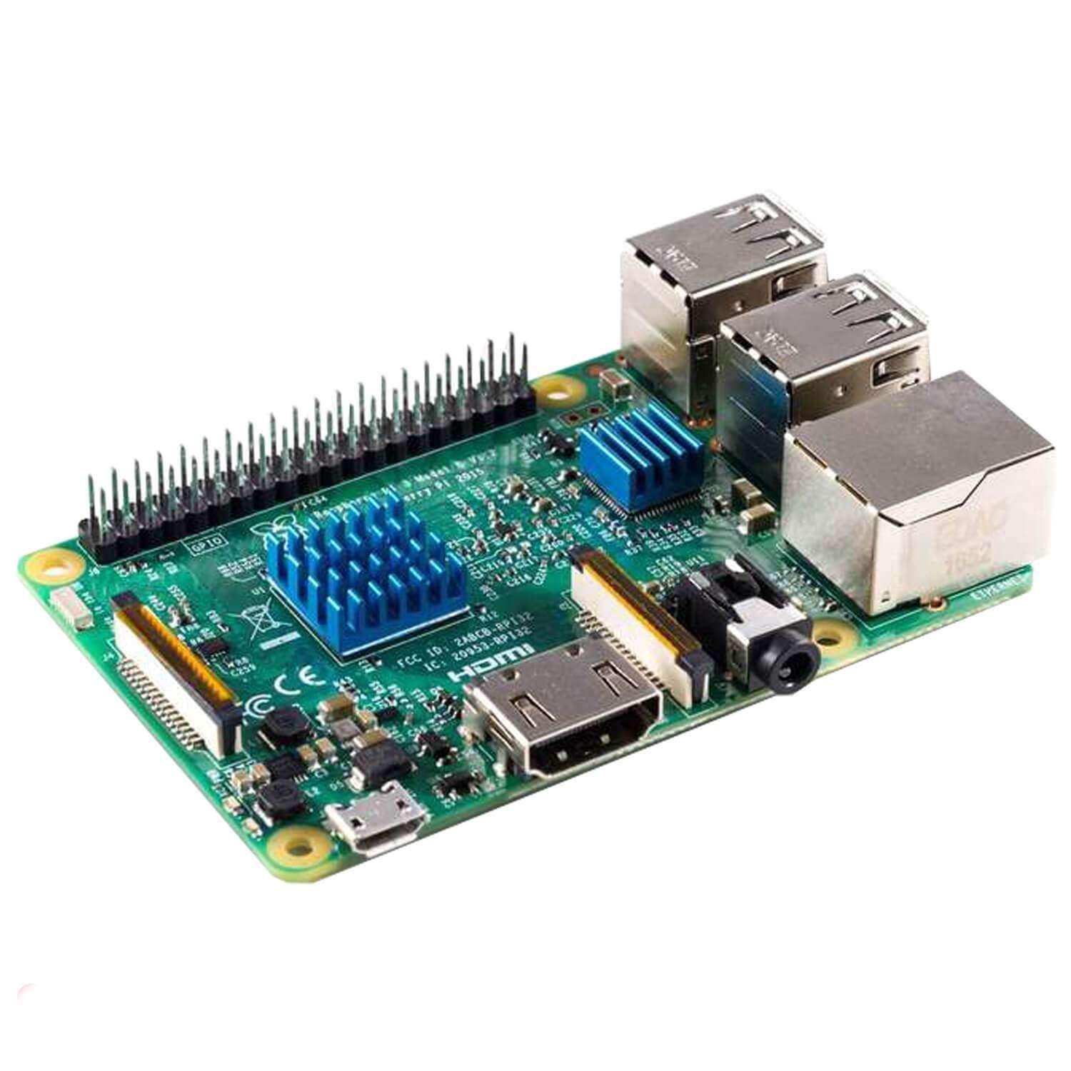 2er Set blaue Alu Kühlkörper passiv für Raspberry Pi 3 mit wärmeleitender Spezialklebefolie - Image 4