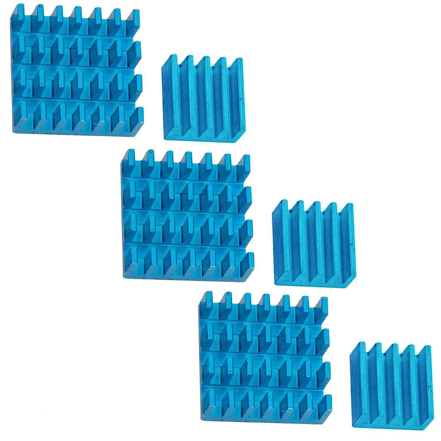 2er Set blaue Alu Kühlkörper passiv für Raspberry Pi 3 mit wärmeleitender Spezialklebefolie - Image 5
