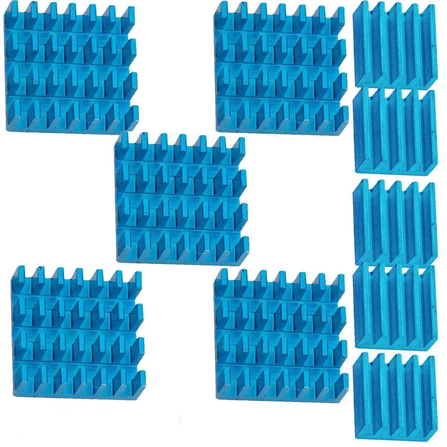 2er Set blaue Alu Kühlkörper passiv für Raspberry Pi 3 mit wärmeleitender Spezialklebefolie - Image 6