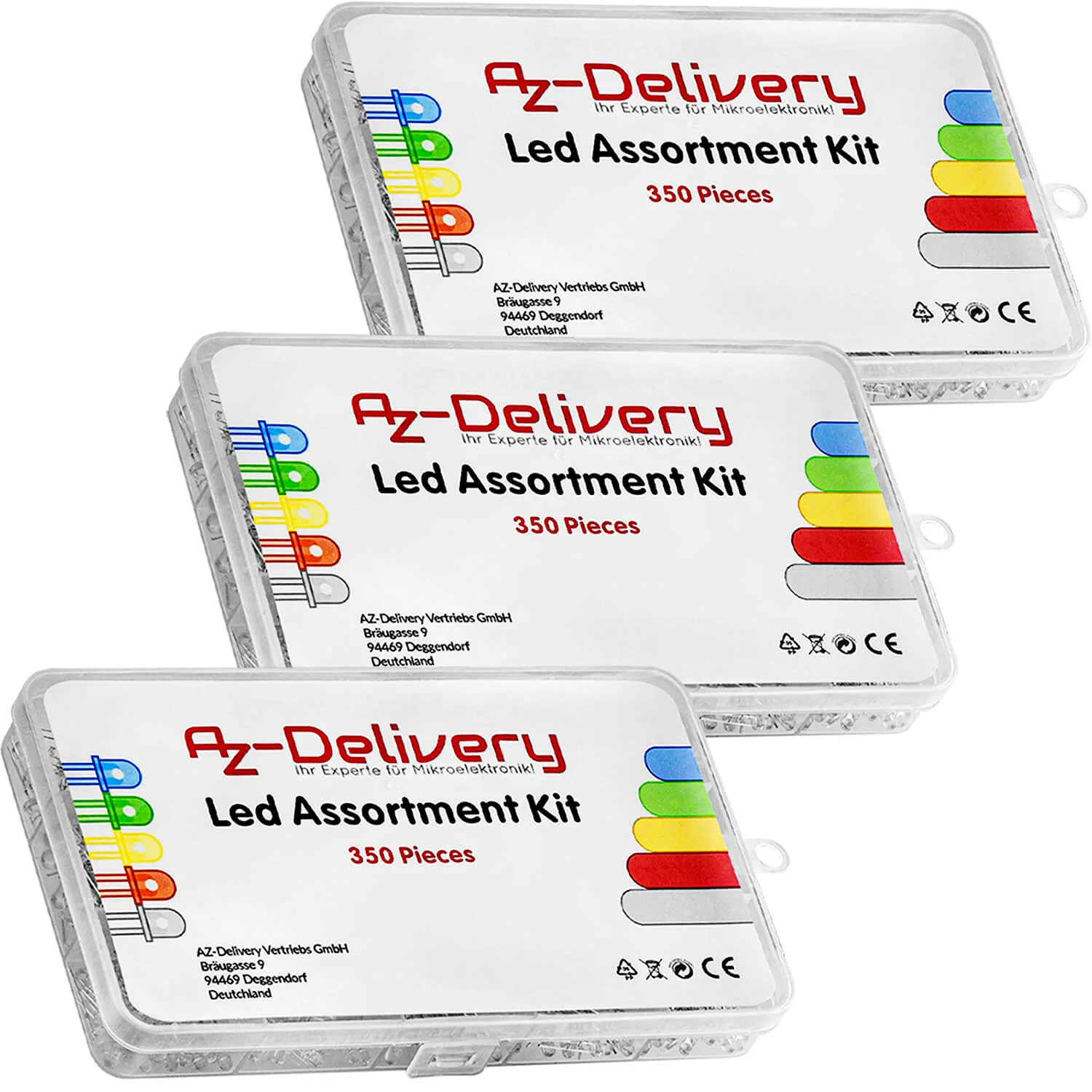 LED Leuchtdioden Sortiment Kit, 350 Stück, 3mm & 5mm, 5 Farben - Image 7