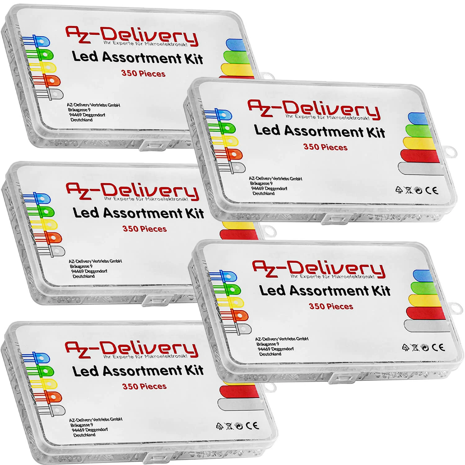 LED Leuchtdioden Sortiment Kit, 350 Stück, 3mm & 5mm, 5 Farben - Image 8