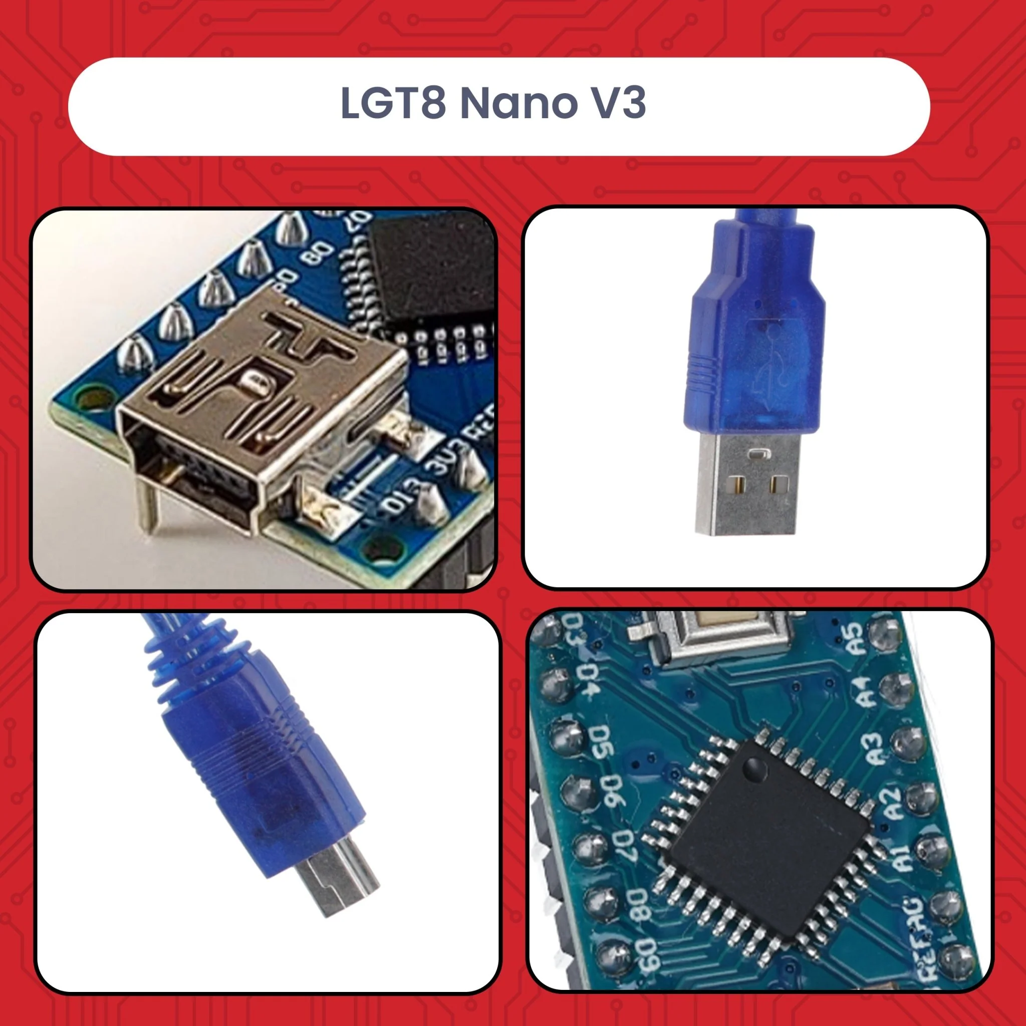 LGT8 Nano V3 - Mikrocontroller Board mit LGT8F328P und CH340, kompatibel mit Arduino Nano, 32 MHz Taktfrequenz, mit vorgelöteten Pins & USB-Kabel - Image 2