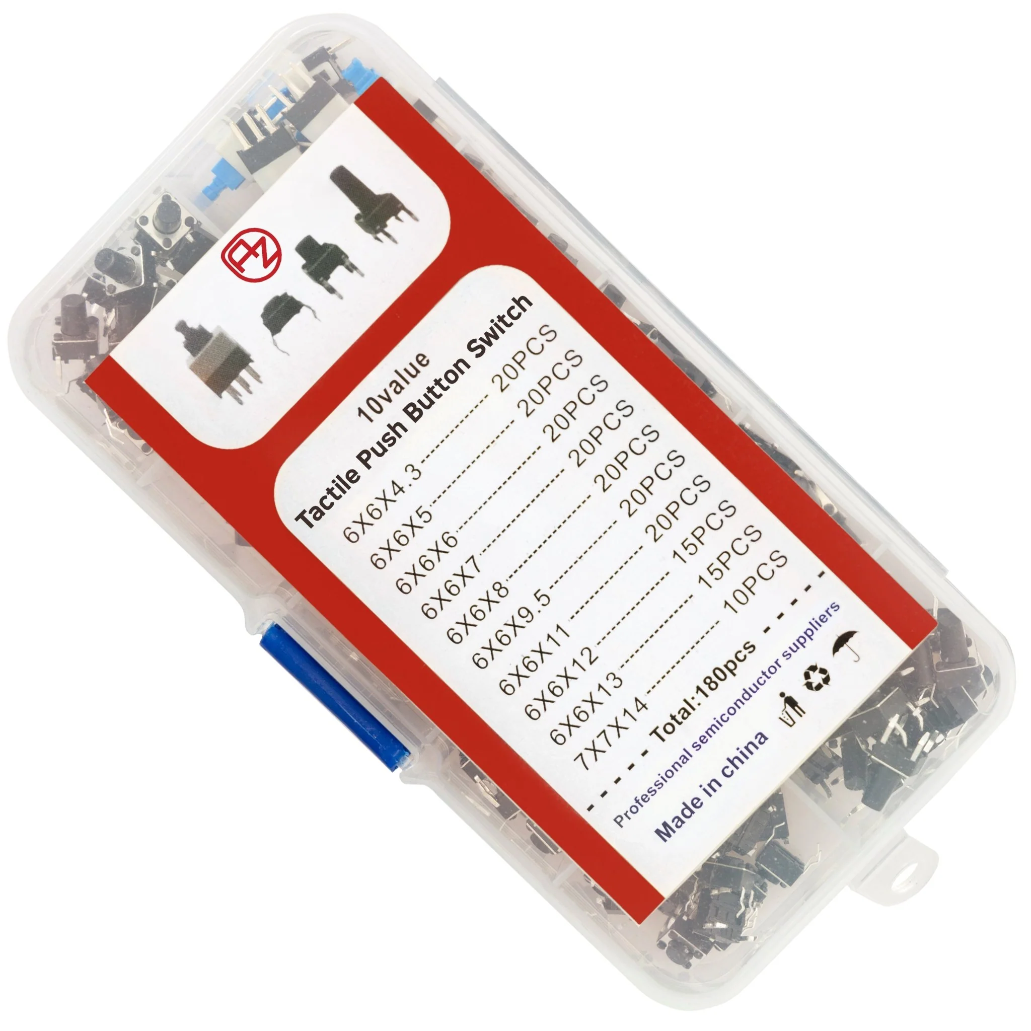 Mikroschalter Taster Set - 180 Stück, Verschiedene Größen, Vielseitige Taster für Elektronik