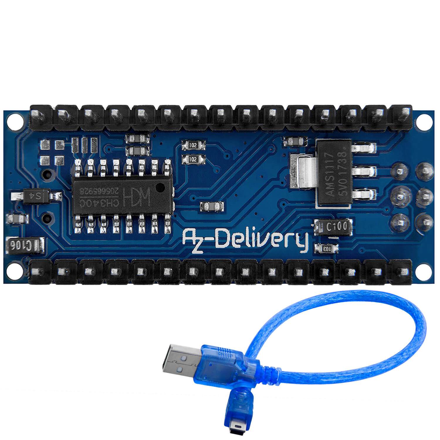 AZ-Nano V3-Board Atmega328 CH340 fertig verlötete, verbesserte Version mit USB Kabel - Image 3