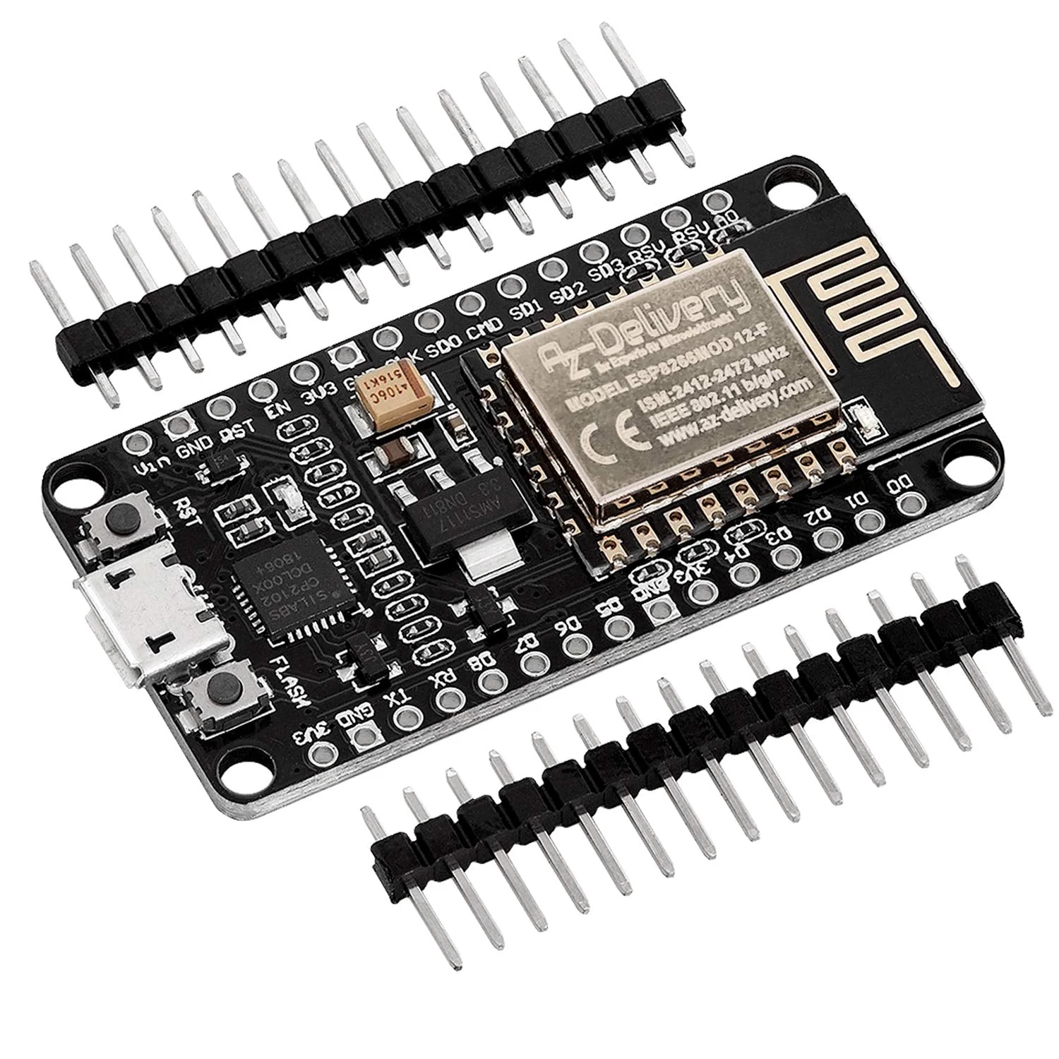 NodeMCU Lua Amica Modul V2 ESP8266 ESP-12F WIFI WLAN unverlötet mit CP2102 - Image 3