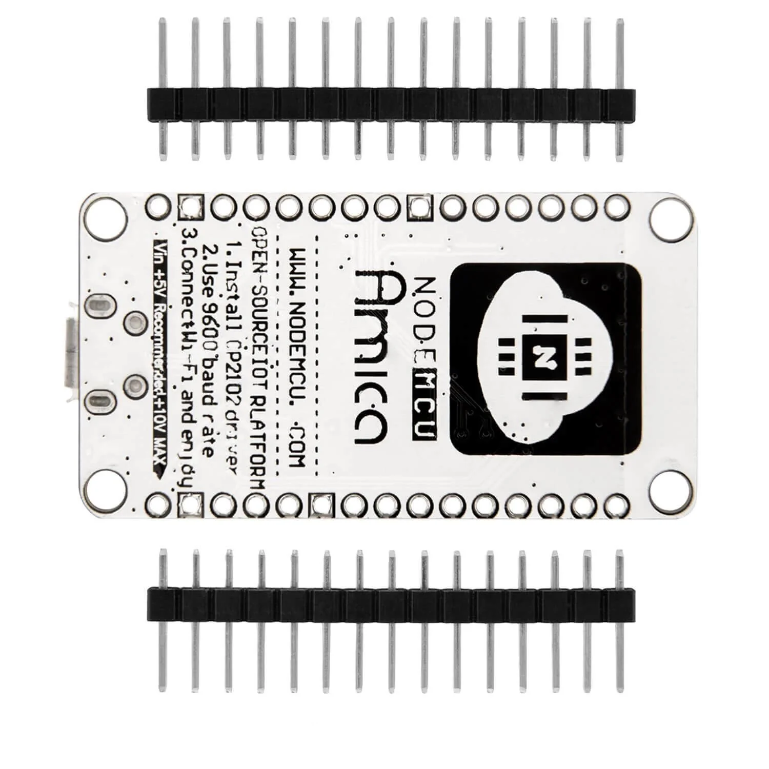 NodeMCU Lua Amica Modul V2 ESP8266 ESP-12F WIFI WLAN unverlötet mit CP2102 - Image 4