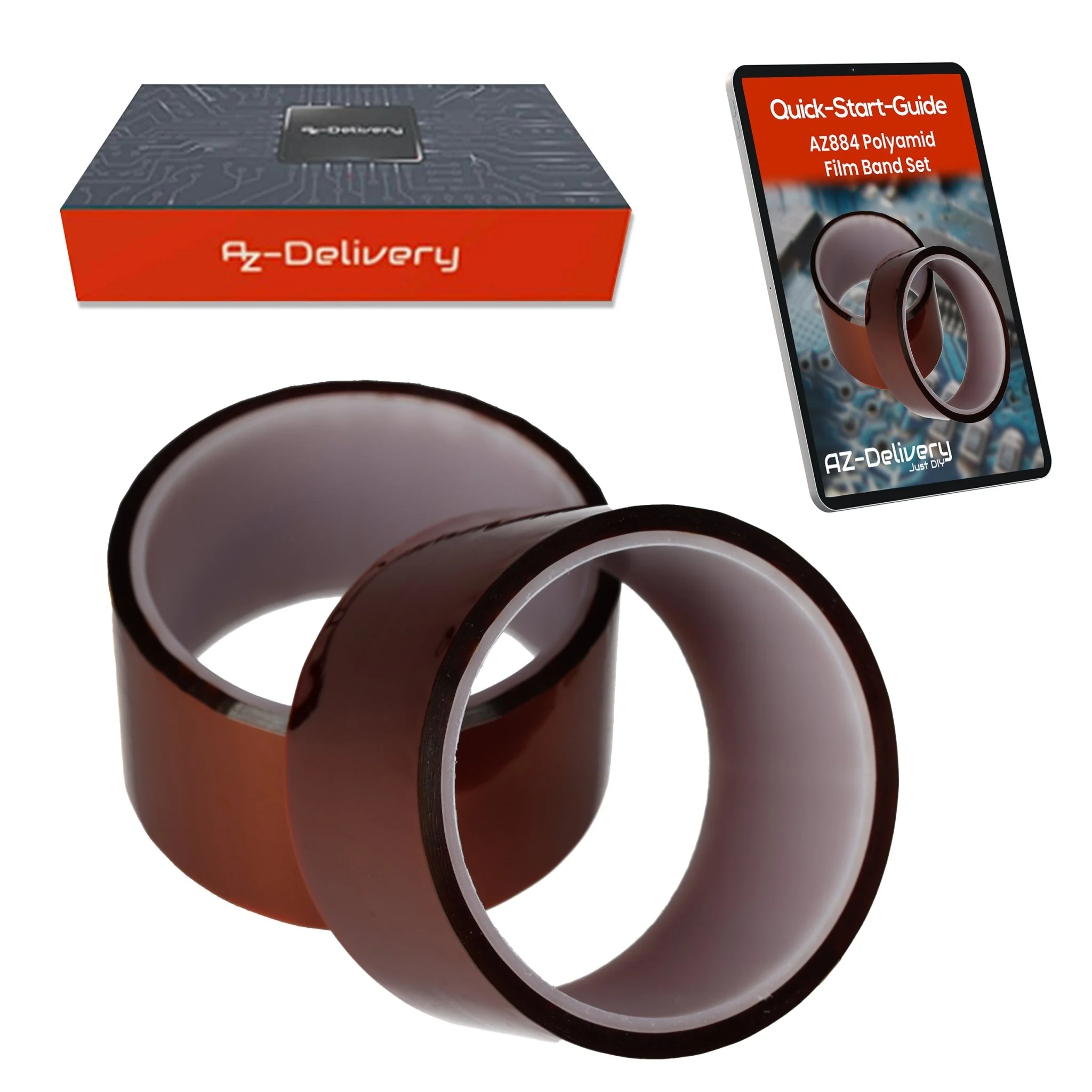 Polyimid Klebeband 5cm x 33m – Hitzebeständiges Klebeband bis 300°C – Perfekt für 3D-Druck, Sublimationsdruck, Elektronik und Isolierung