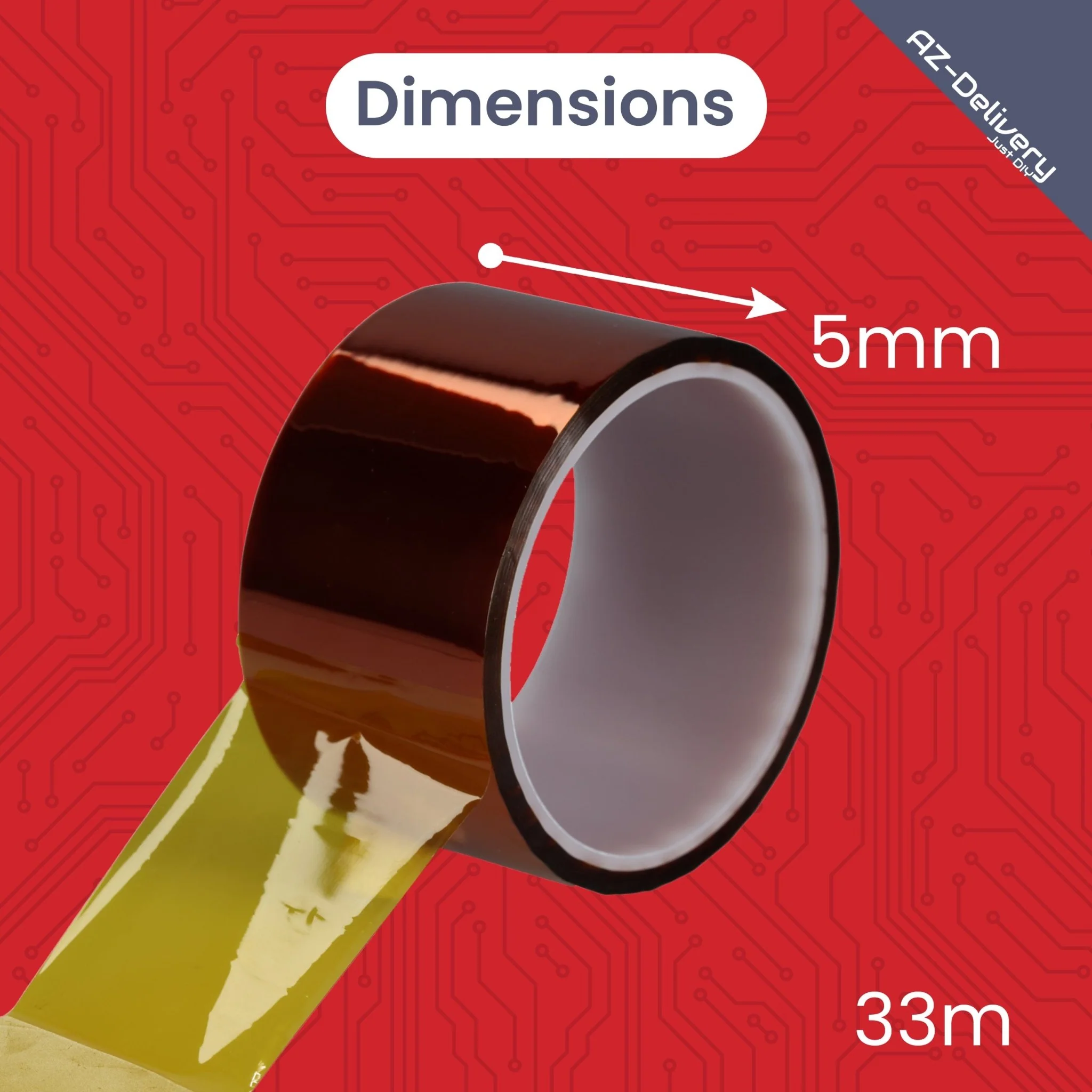 Polyimid Klebeband 5cm x 33m – Hitzebeständiges Klebeband bis 300°C – Perfekt für 3D-Druck, Sublimationsdruck, Elektronik und Isolierung - Image 4