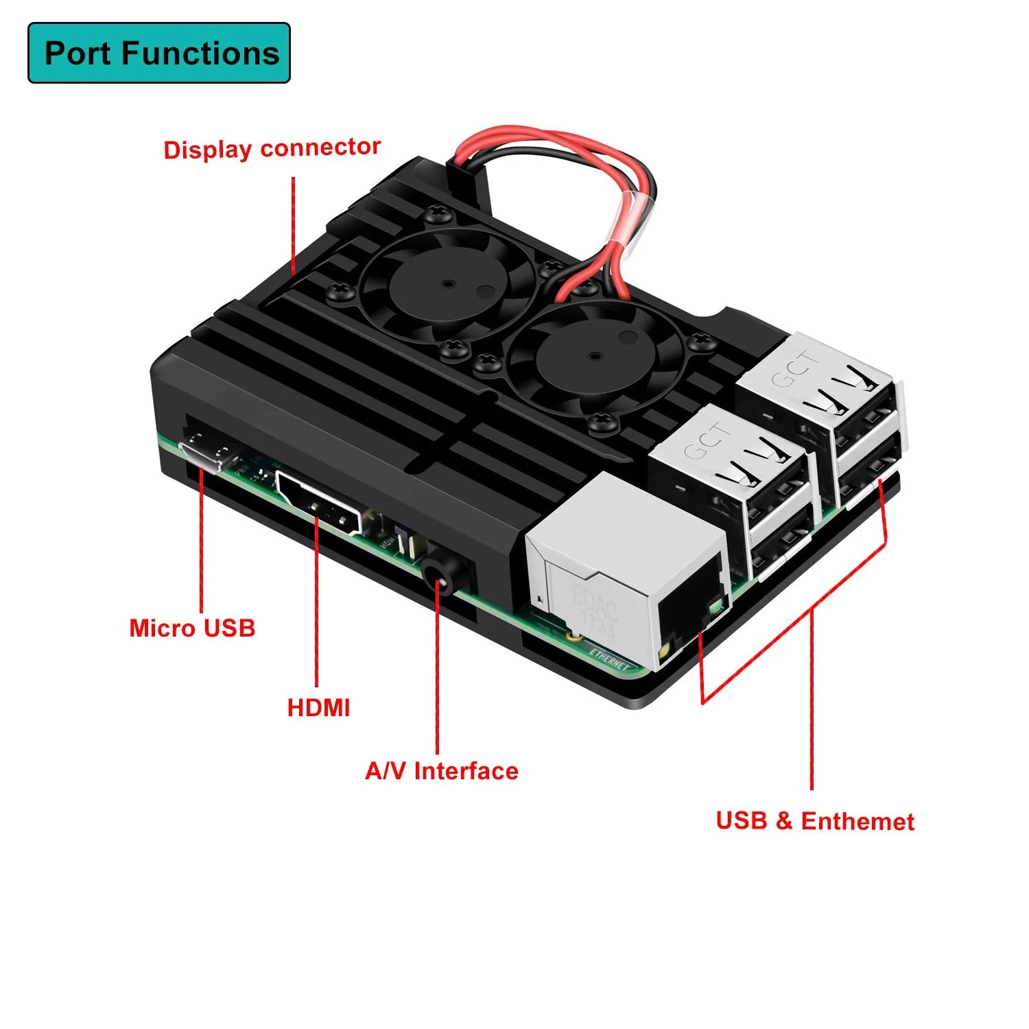 Raspberry Pi 2B / 3B / 3B + Metallgehäuse mit Doppel-Lüfter, integrierter Kühlkörper, Schutzhülle für RPI - Image 2
