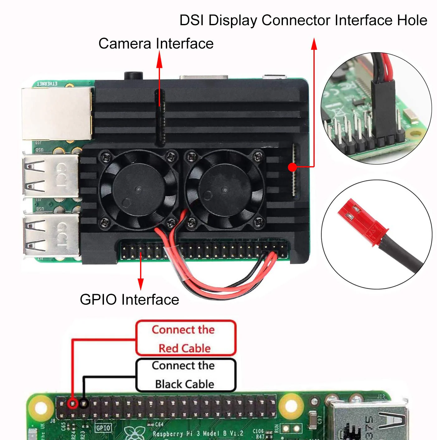 Raspberry Pi 2B / 3B / 3B + Metallgehäuse mit Doppel-Lüfter, integrierter Kühlkörper, Schutzhülle für RPI - Image 3