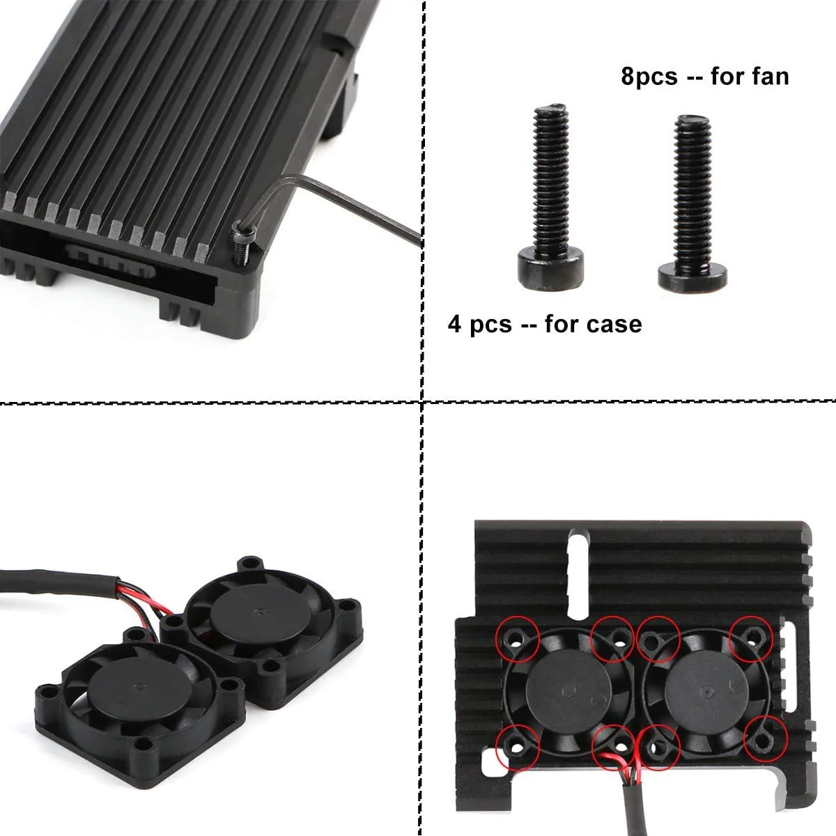 Raspberry Pi 2B / 3B / 3B + Metallgehäuse mit Doppel-Lüfter, integrierter Kühlkörper, Schutzhülle für RPI - Image 6
