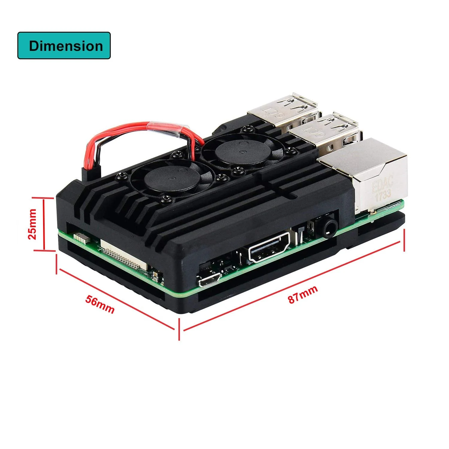 Raspberry Pi 2B / 3B / 3B + Metallgehäuse mit Doppel-Lüfter, integrierter Kühlkörper, Schutzhülle für RPI - Image 7