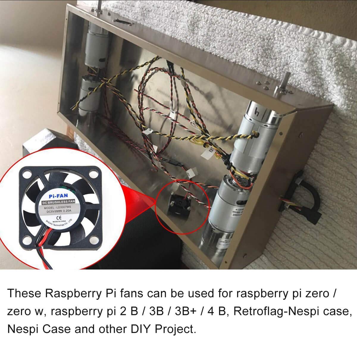 2pcs Raspberry Pi DC Bürstenlose Lüfter Kühlkörper Kühler Trennschnittstelle 3,3 V 5 V für Raspberry Pi 2B / 3B / 3B + / 4B und Pi Zero / Zero W oder ein anderes Roboterprojekt - Image 3