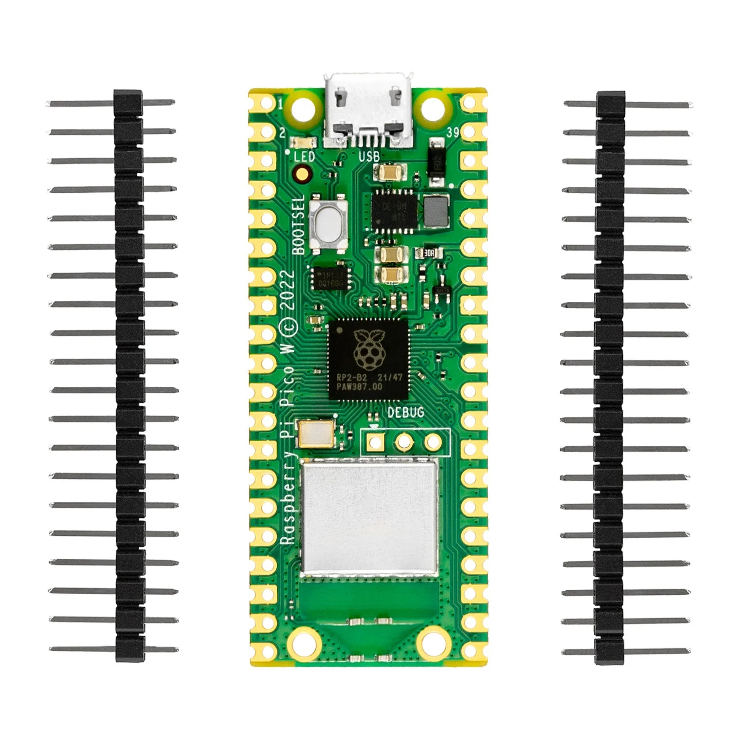 Raspberry Pi Pico W RP2040 Mikrocontroller-Board WiFi WLAN mit Stiftleisten - Image 3
