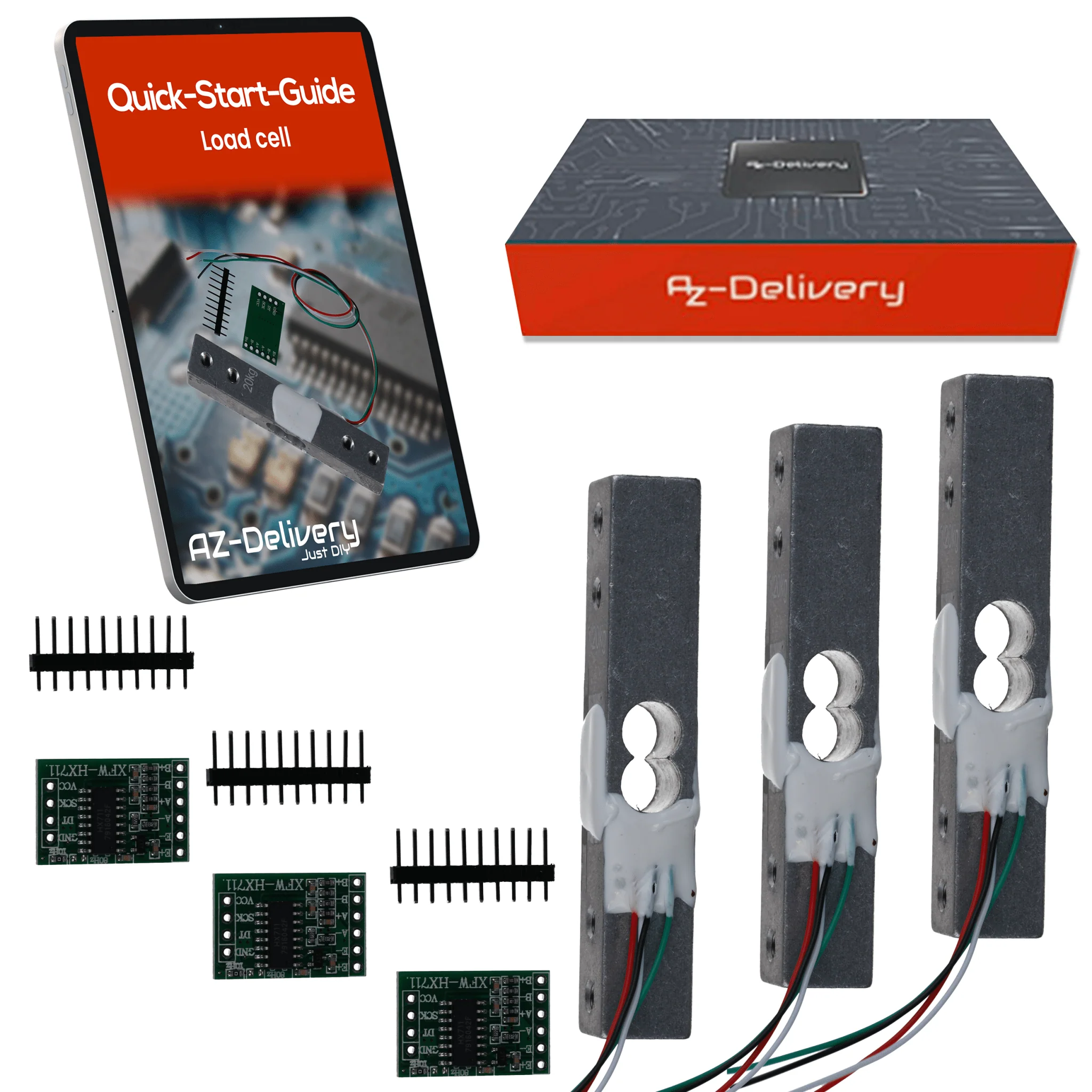 Wägezelle 20 kg mit HX711 Modul – Präzisionssensor zur Gewichtsmessung kompatibel mit Arduino & Raspberry Pi – Set inkl. Verstärker-ADC zur Kraftmessung - Image 6