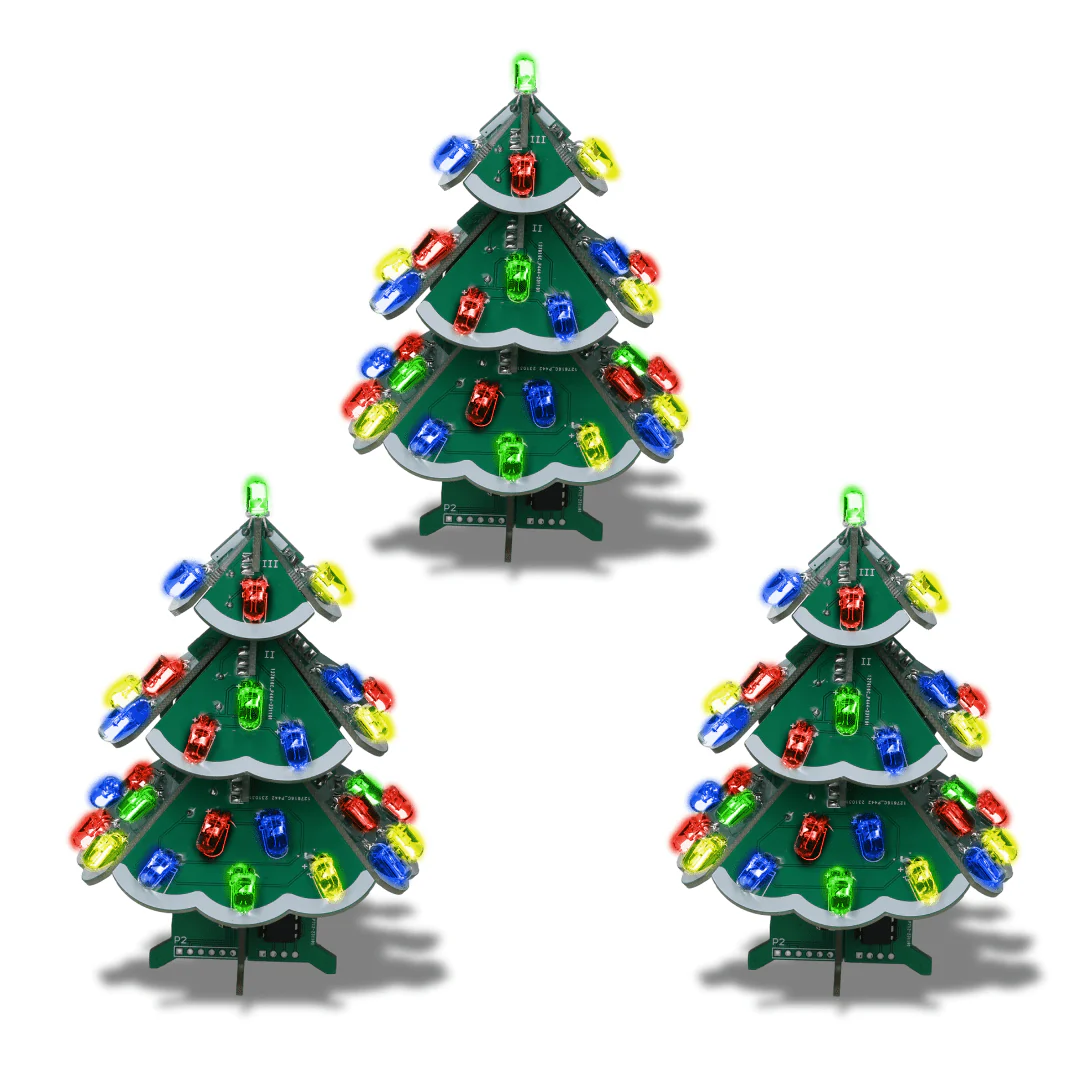 3D DIY Weihnachtsbaum Löt-Set: Bunte LED Elektronik Bausatz, 7 Farben, STEM PCB-Platine - Image 7