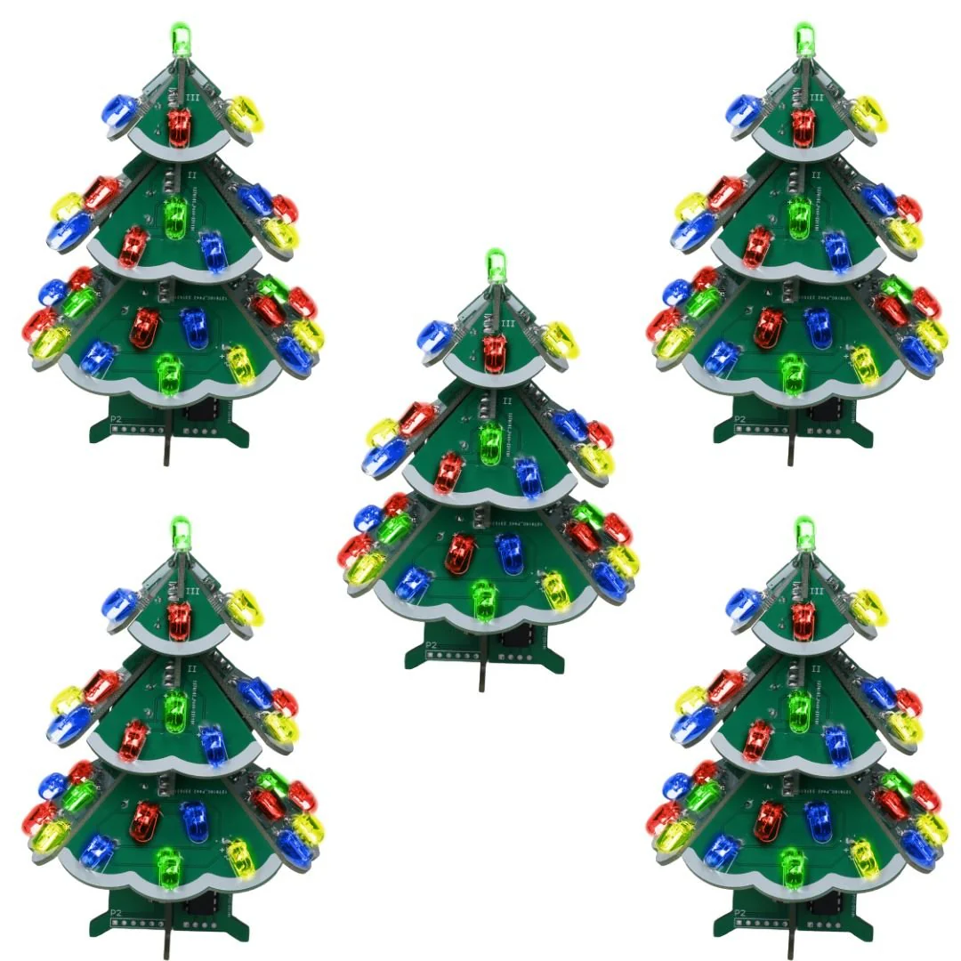 3D DIY Weihnachtsbaum Löt-Set: Bunte LED Elektronik Bausatz, 7 Farben, STEM PCB-Platine - Image 8